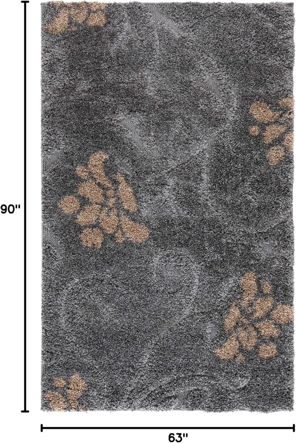 image:imageSAFAVIEH Florida Shag Collection Area Rug 53 x 76 Smoke amp Beige Floral Design NonShedding amp Easy Care 12inch Thick Ideal for High Traffic Areas in Living Room Bedroom SG4647913GreyBeige