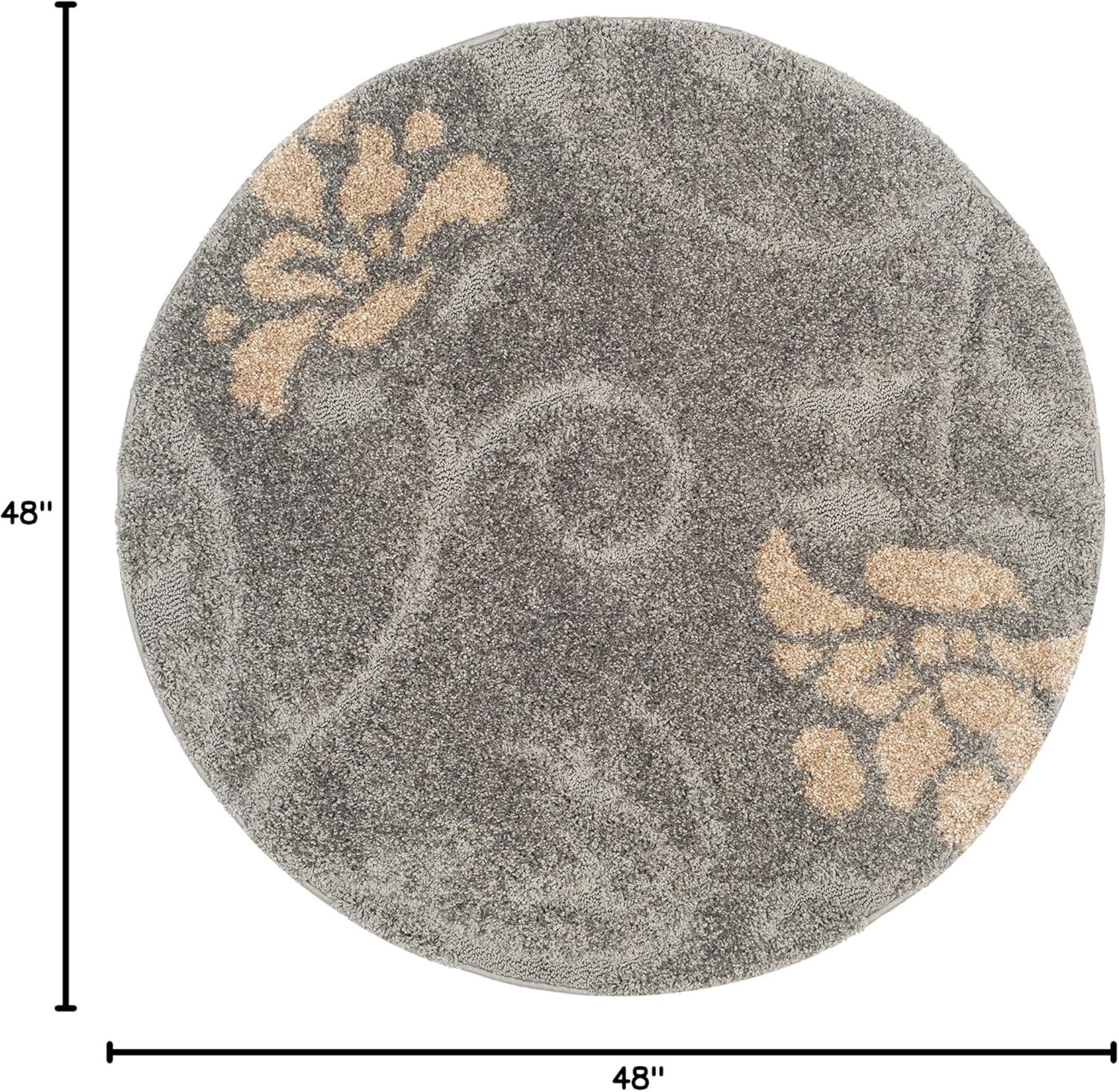 image:imageSAFAVIEH Florida Shag Collection Area Rug 53 x 76 Smoke amp Beige Floral Design NonShedding amp Easy Care 12inch Thick Ideal for High Traffic Areas in Living Room Bedroom SG4647913GreyBeige