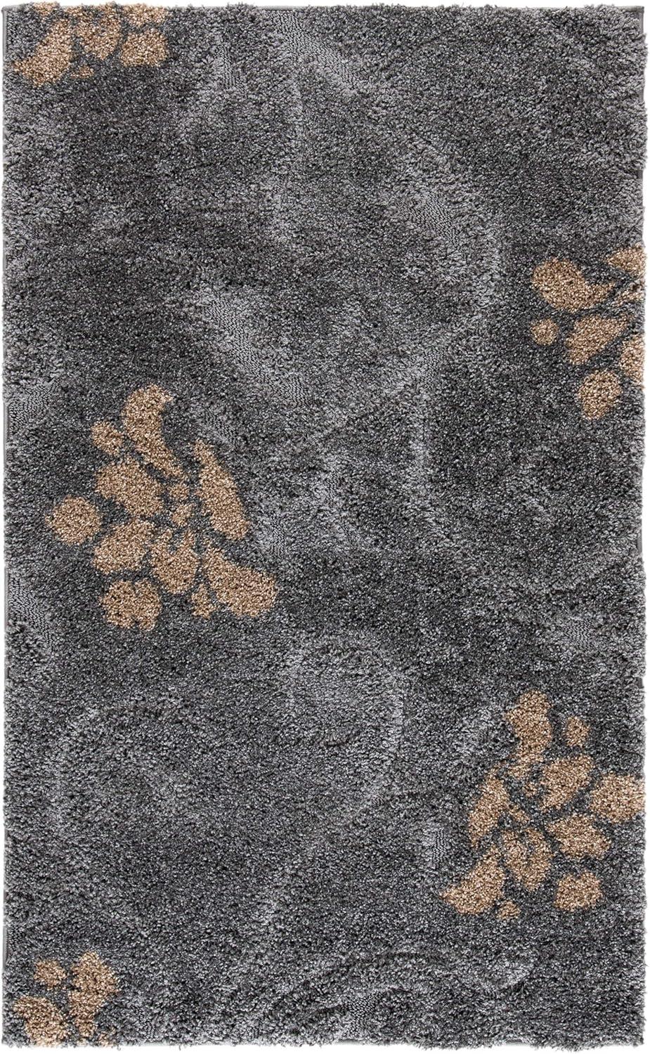 image:imageSAFAVIEH Florida Shag Collection Area Rug 53 x 76 Smoke amp Beige Floral Design NonShedding amp Easy Care 12inch Thick Ideal for High Traffic Areas in Living Room Bedroom SG4647913GreyBeige