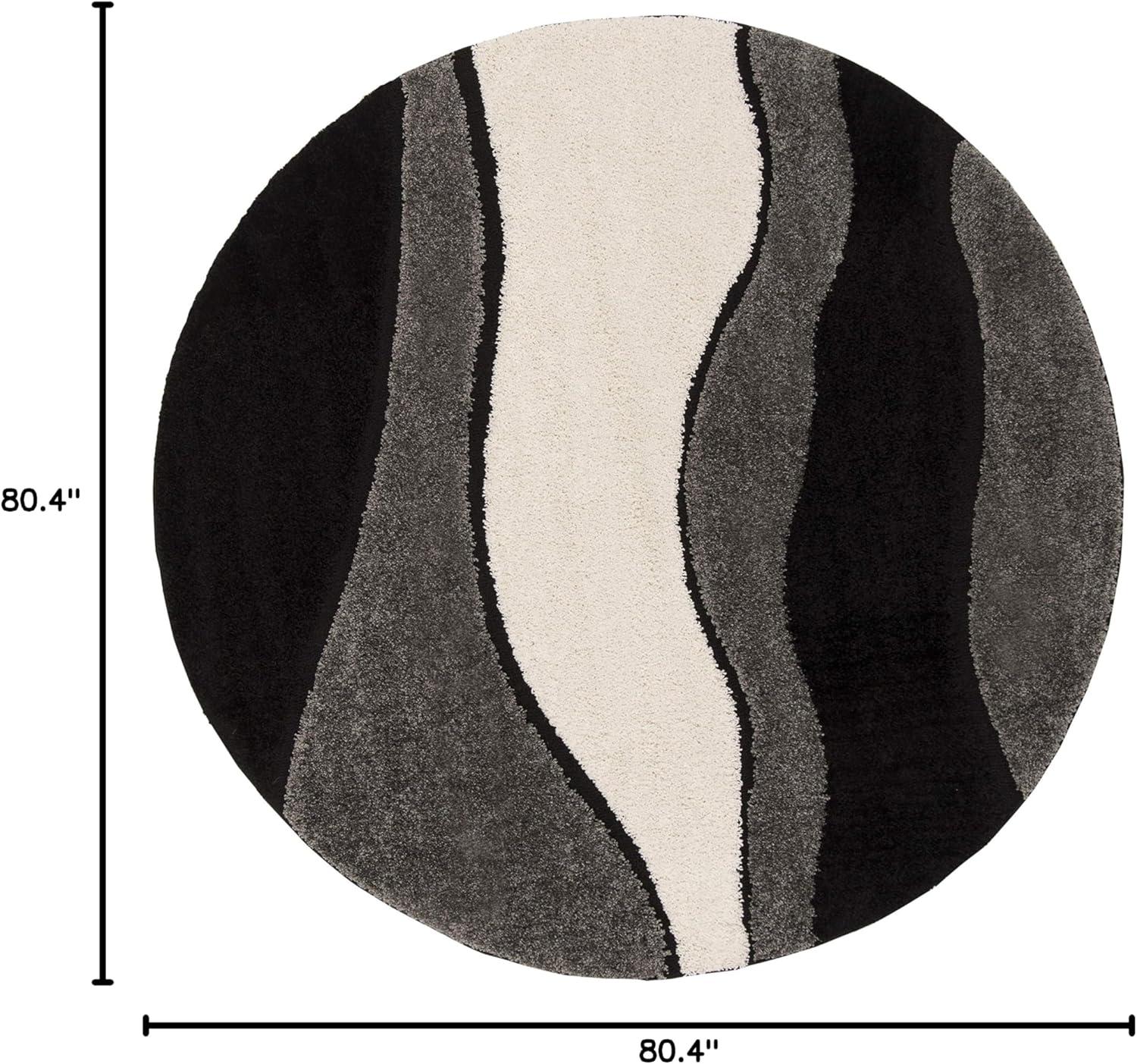 image:imageSAFAVIEH Florida Shag Collection Area Rug 6 x 9 Ivory amp Grey Abstract Design NonShedding amp Easy Care 12inch Thick Ideal for High Traffic Areas in Living Room Bedroom SG4751180GreyBlack