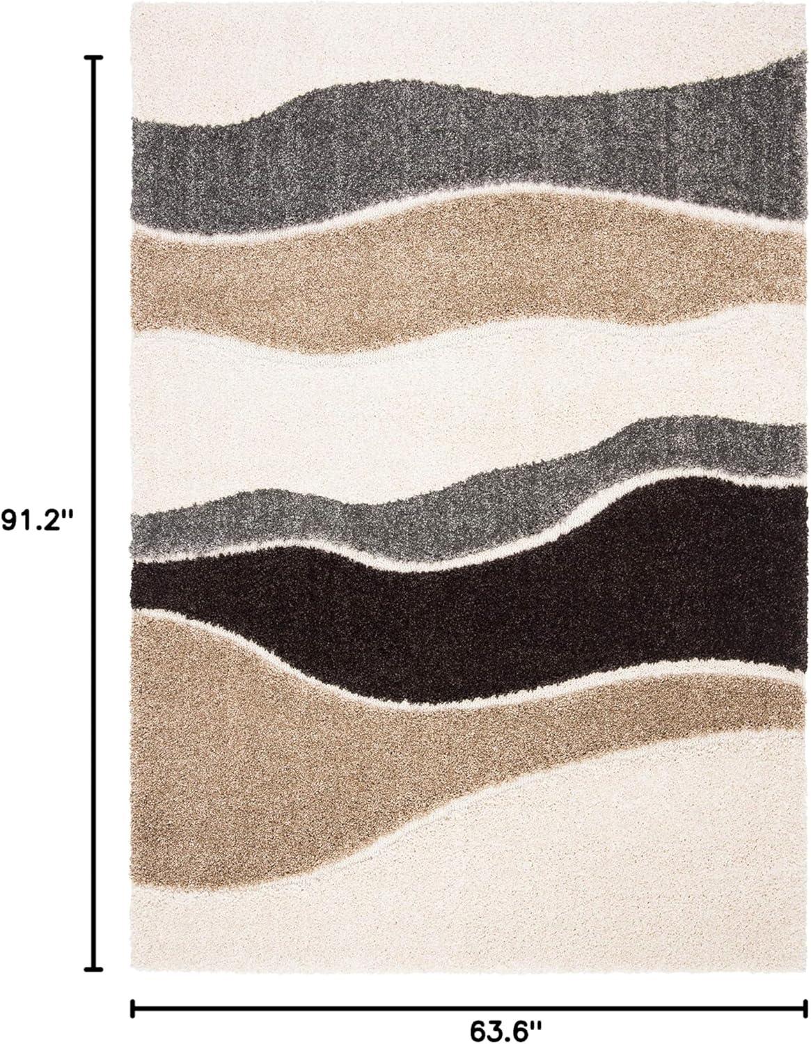 image:imageSAFAVIEH Florida Shag Collection Area Rug 6 x 9 Ivory amp Grey Abstract Design NonShedding amp Easy Care 12inch Thick Ideal for High Traffic Areas in Living Room Bedroom SG4751180IvoryGrey