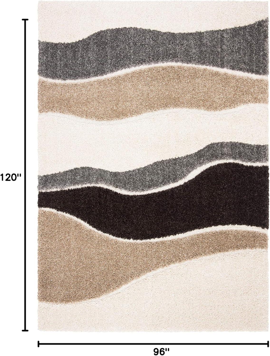 image:imageSAFAVIEH Florida Shag Collection Area Rug 6 x 9 Ivory amp Grey Abstract Design NonShedding amp Easy Care 12inch Thick Ideal for High Traffic Areas in Living Room Bedroom SG4751180IvoryGrey