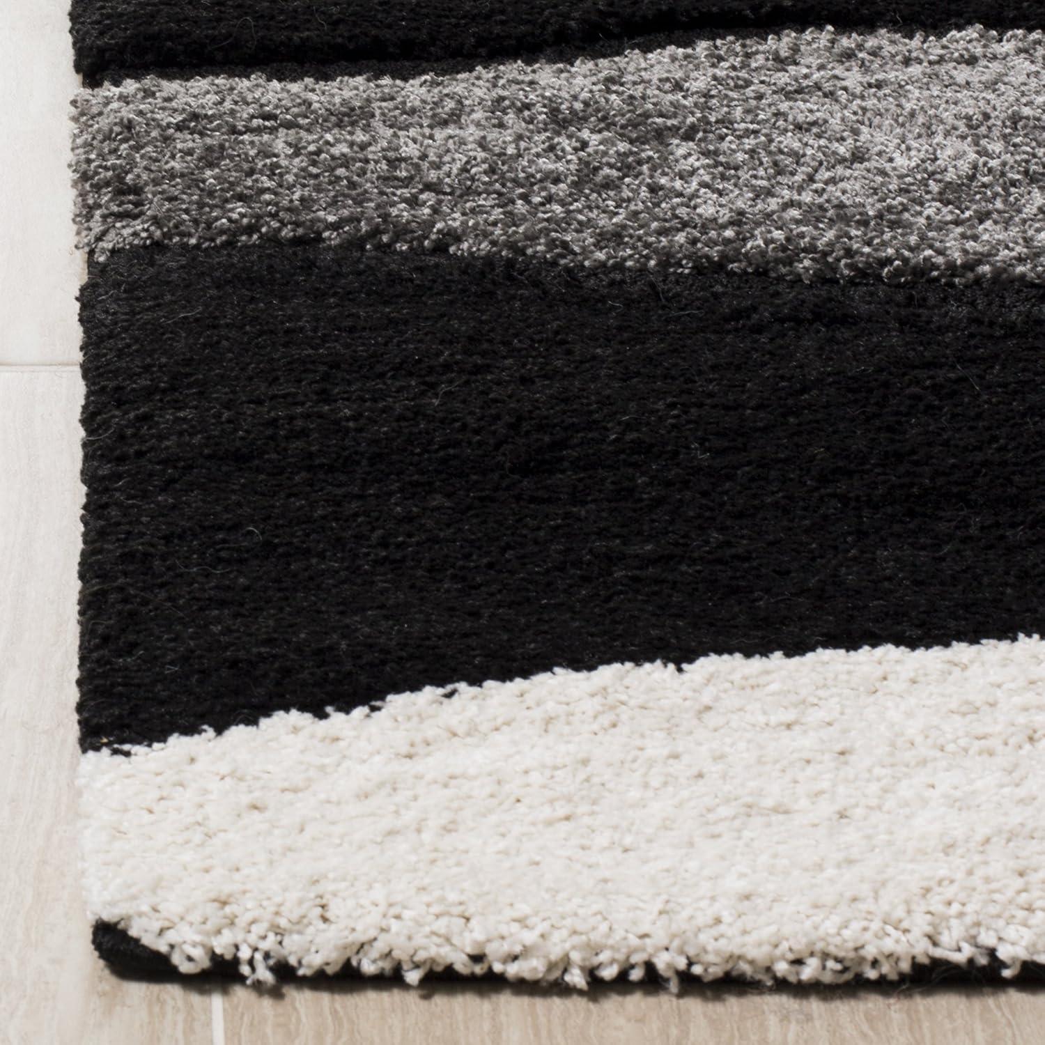 image:imageSAFAVIEH Florida Shag Collection Area Rug 6 x 9 Ivory amp Grey Abstract Design NonShedding amp Easy Care 12inch Thick Ideal for High Traffic Areas in Living Room Bedroom SG4751180GreyBlack
