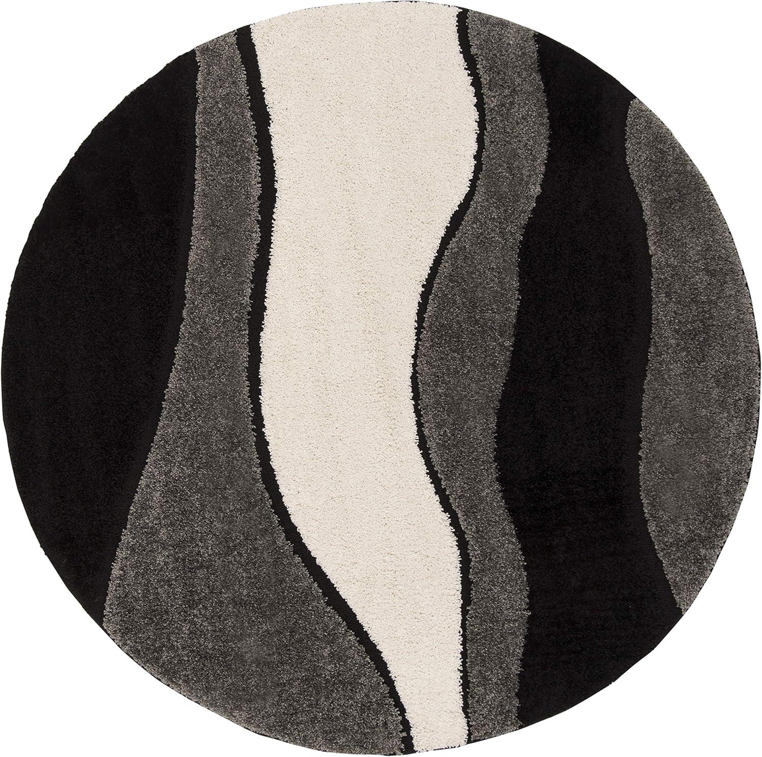 image:imageSAFAVIEH Florida Shag Collection Area Rug 6 x 9 Ivory amp Grey Abstract Design NonShedding amp Easy Care 12inch Thick Ideal for High Traffic Areas in Living Room Bedroom SG4751180GreyBlack