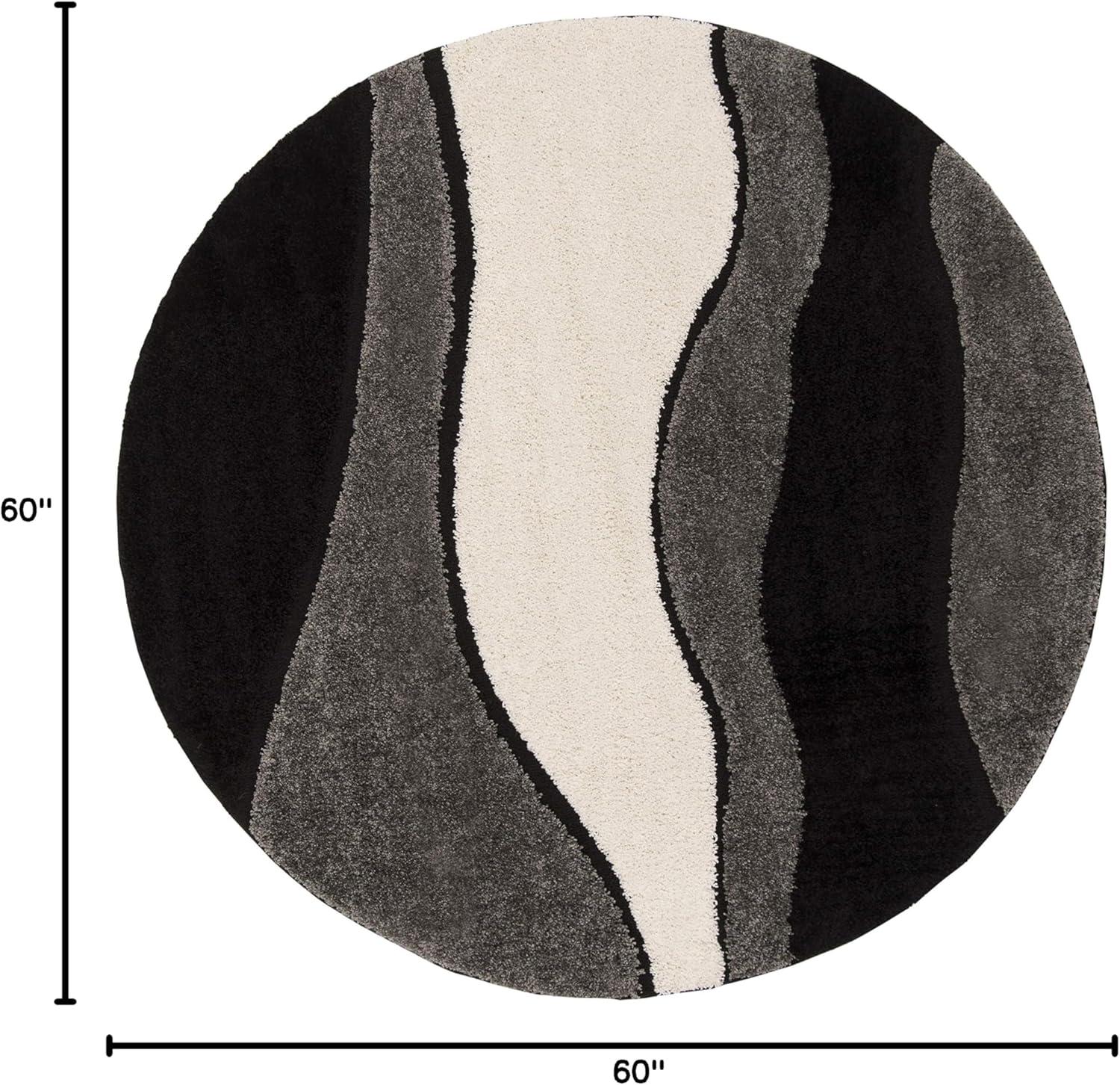 image:imageSAFAVIEH Florida Shag Collection Area Rug 6 x 9 Ivory amp Grey Abstract Design NonShedding amp Easy Care 12inch Thick Ideal for High Traffic Areas in Living Room Bedroom SG4751180GreyBlack