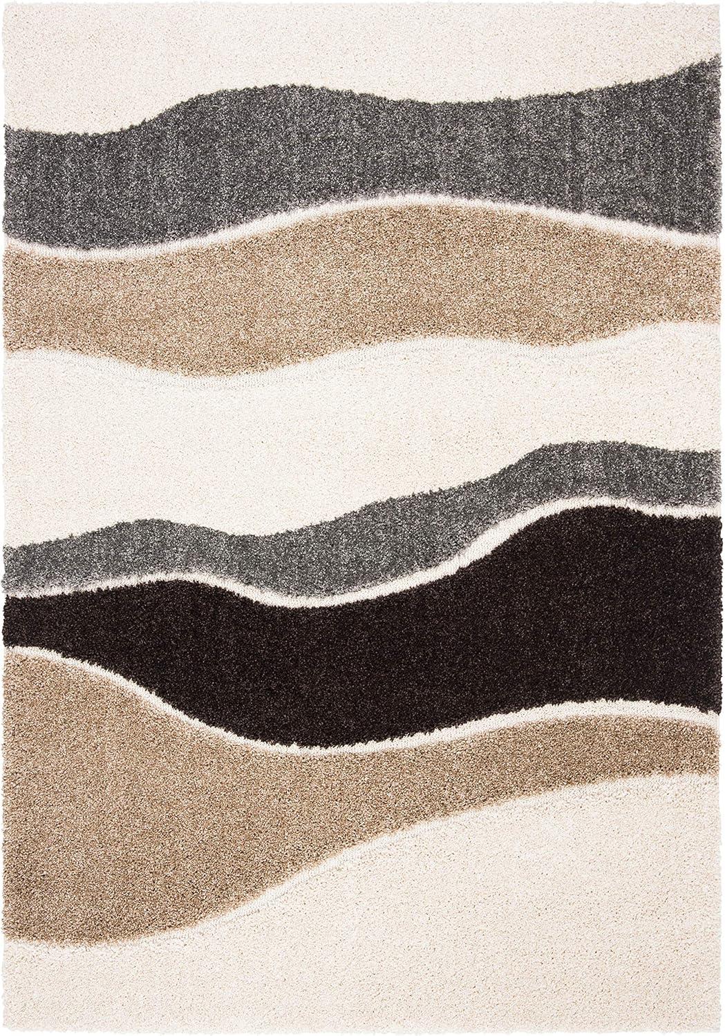 image:imageSAFAVIEH Florida Shag Collection Area Rug 6 x 9 Ivory amp Grey Abstract Design NonShedding amp Easy Care 12inch Thick Ideal for High Traffic Areas in Living Room Bedroom SG4751180IvoryGrey