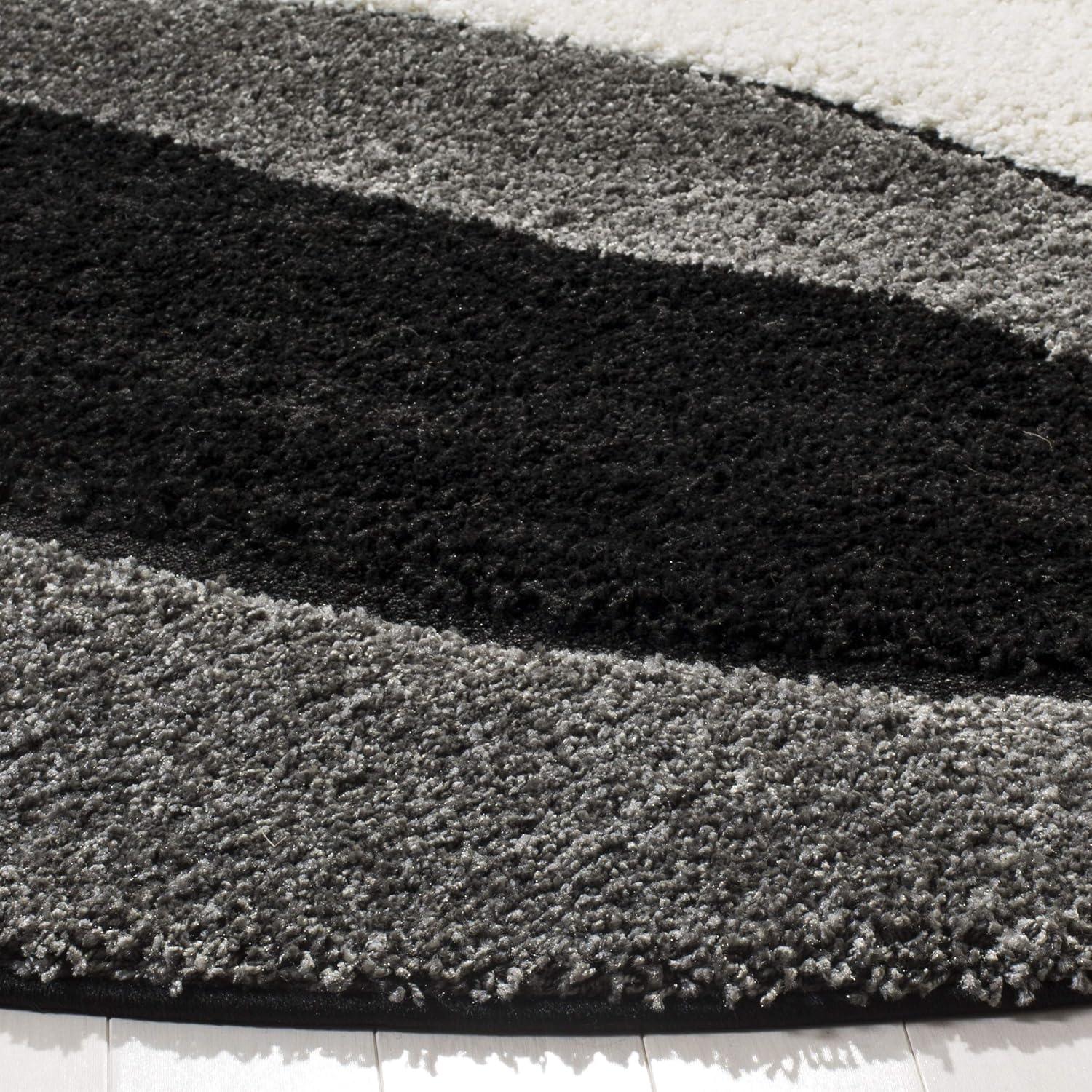 image:imageSAFAVIEH Florida Shag Collection Area Rug 6 x 9 Ivory amp Grey Abstract Design NonShedding amp Easy Care 12inch Thick Ideal for High Traffic Areas in Living Room Bedroom SG4751180GreyBlack