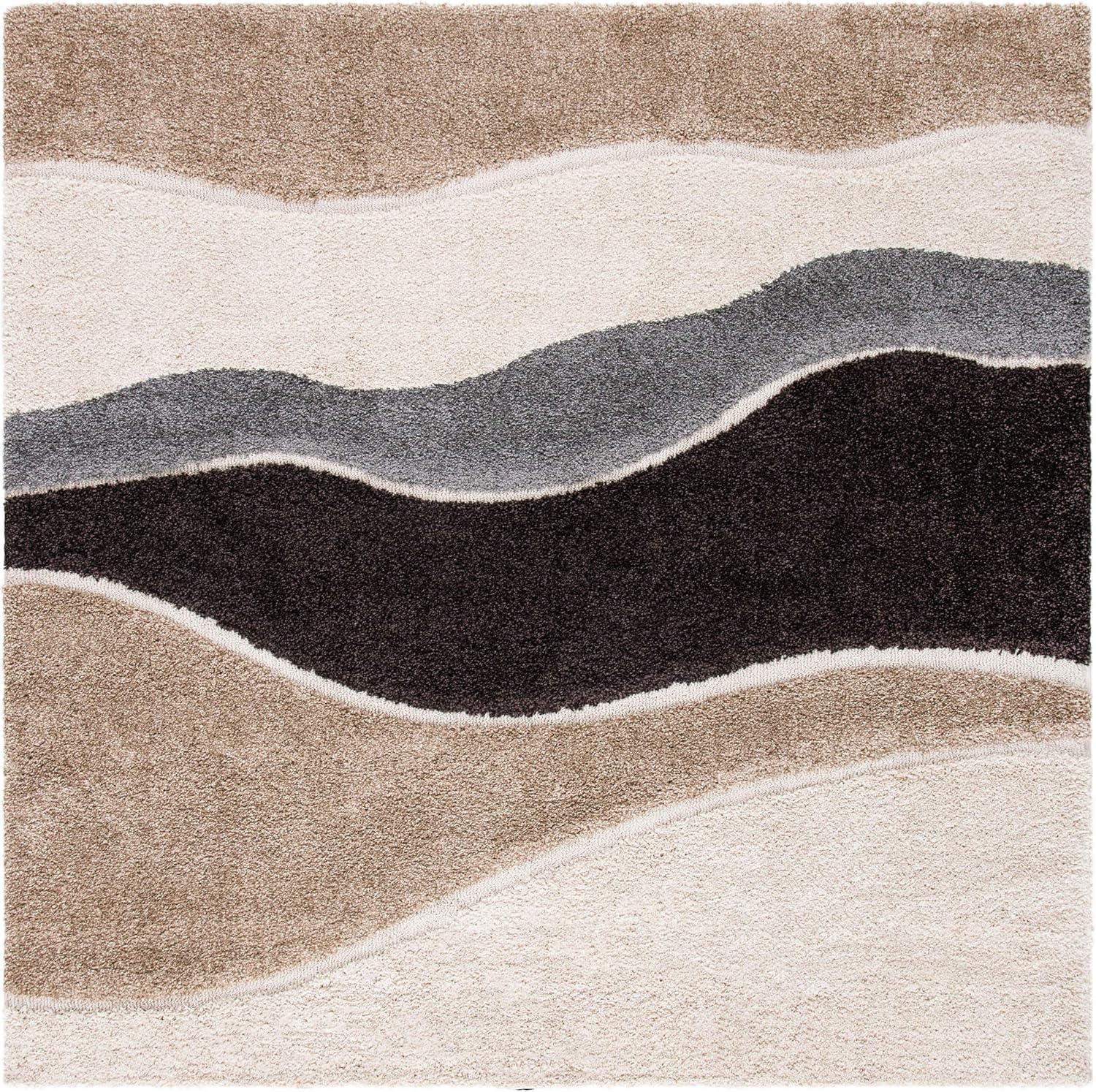 image:imageSAFAVIEH Florida Shag Collection Area Rug 6 x 9 Ivory amp Grey Abstract Design NonShedding amp Easy Care 12inch Thick Ideal for High Traffic Areas in Living Room Bedroom SG4751180IvoryGrey