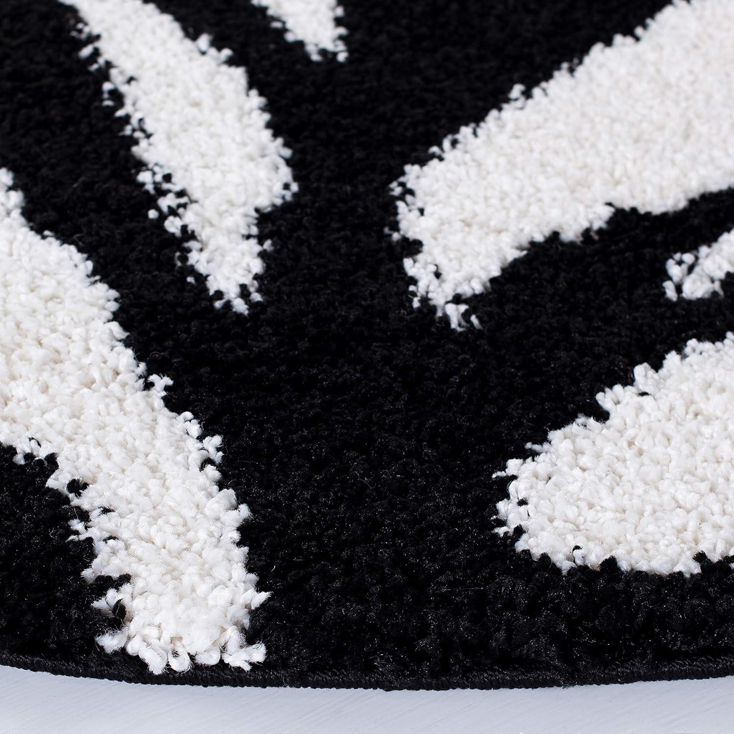 image:imageSAFAVIEH Florida Shag Collection Area Rug 86 x 12 Ivory amp Black Zebra Print Design NonShedding amp Easy Care 12inch Thick Ideal for High Traffic Areas in Living Room Bedroom SG4521290IvoryBlack