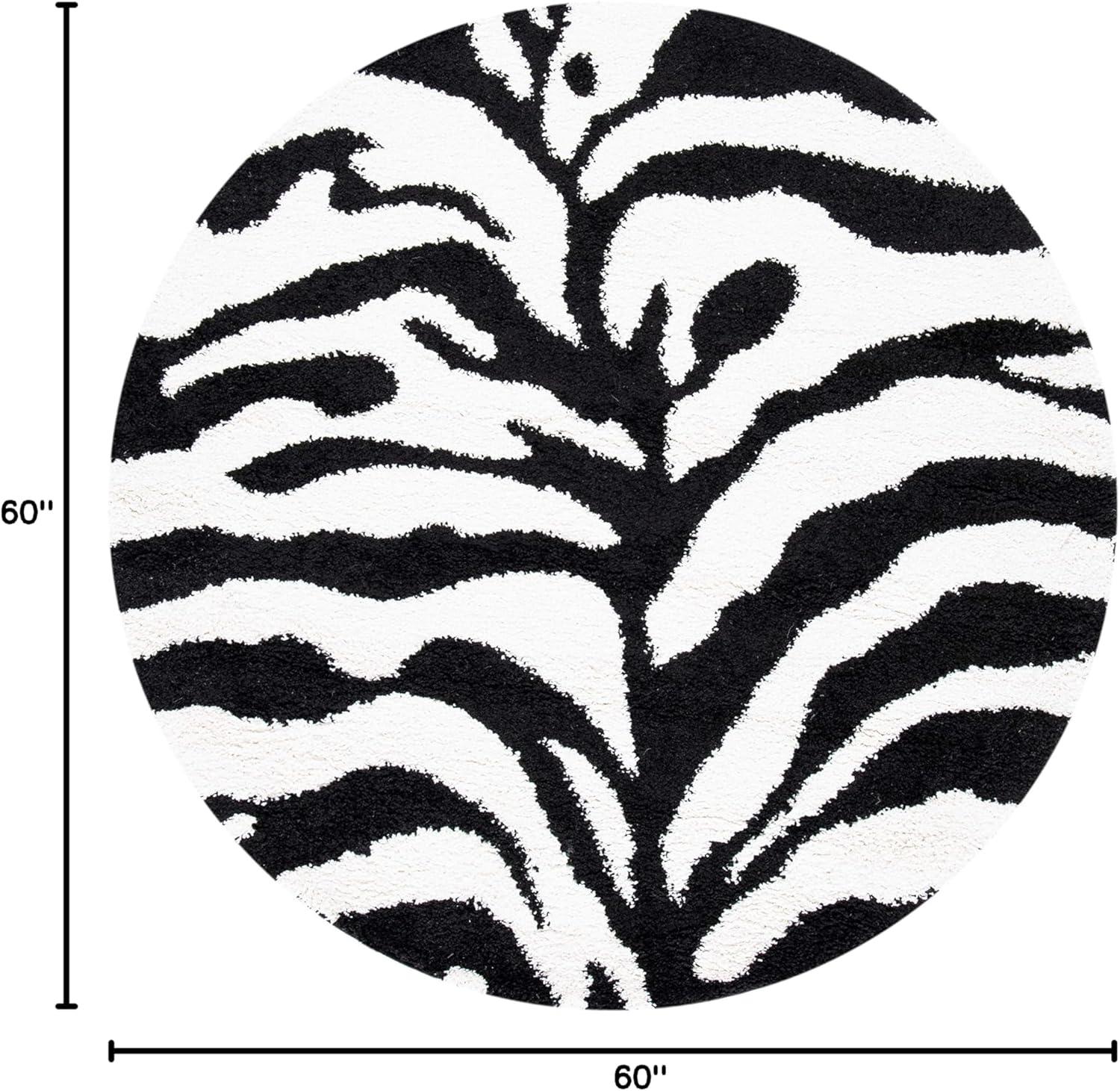 image:imageSAFAVIEH Florida Shag Collection Area Rug 86 x 12 Ivory amp Black Zebra Print Design NonShedding amp Easy Care 12inch Thick Ideal for High Traffic Areas in Living Room Bedroom SG4521290IvoryBlack