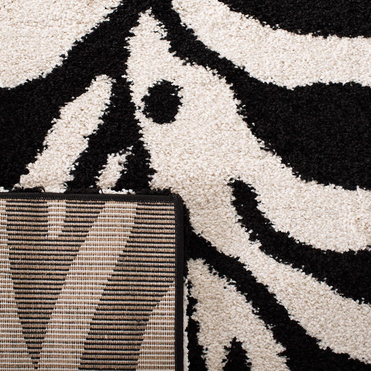 image:imageSAFAVIEH Florida Shag Collection Area Rug 86 x 12 Ivory amp Black Zebra Print Design NonShedding amp Easy Care 12inch Thick Ideal for High Traffic Areas in Living Room Bedroom SG4521290IvoryBlack