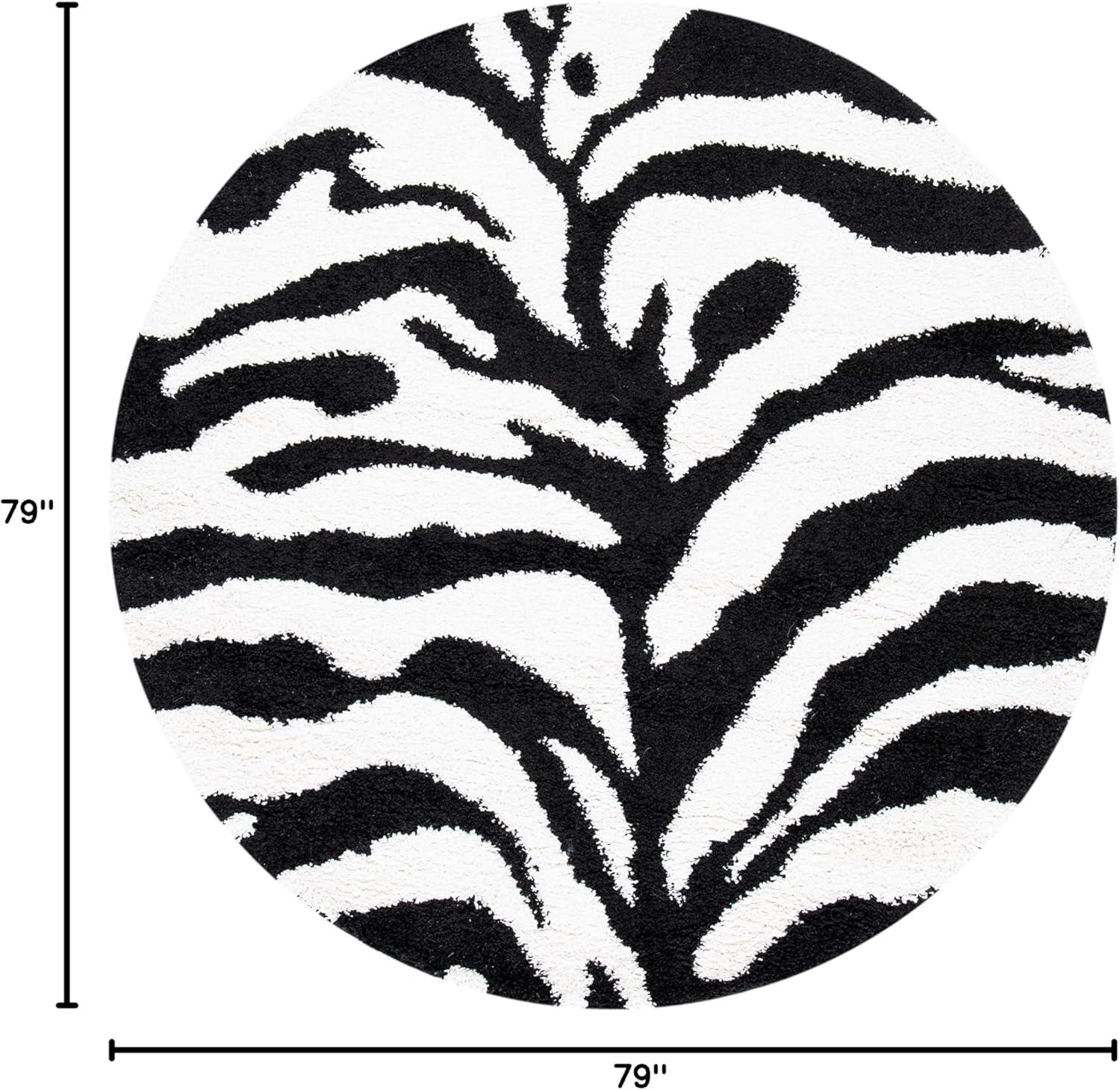 image:imageSAFAVIEH Florida Shag Collection Area Rug 86 x 12 Ivory amp Black Zebra Print Design NonShedding amp Easy Care 12inch Thick Ideal for High Traffic Areas in Living Room Bedroom SG4521290IvoryBlack