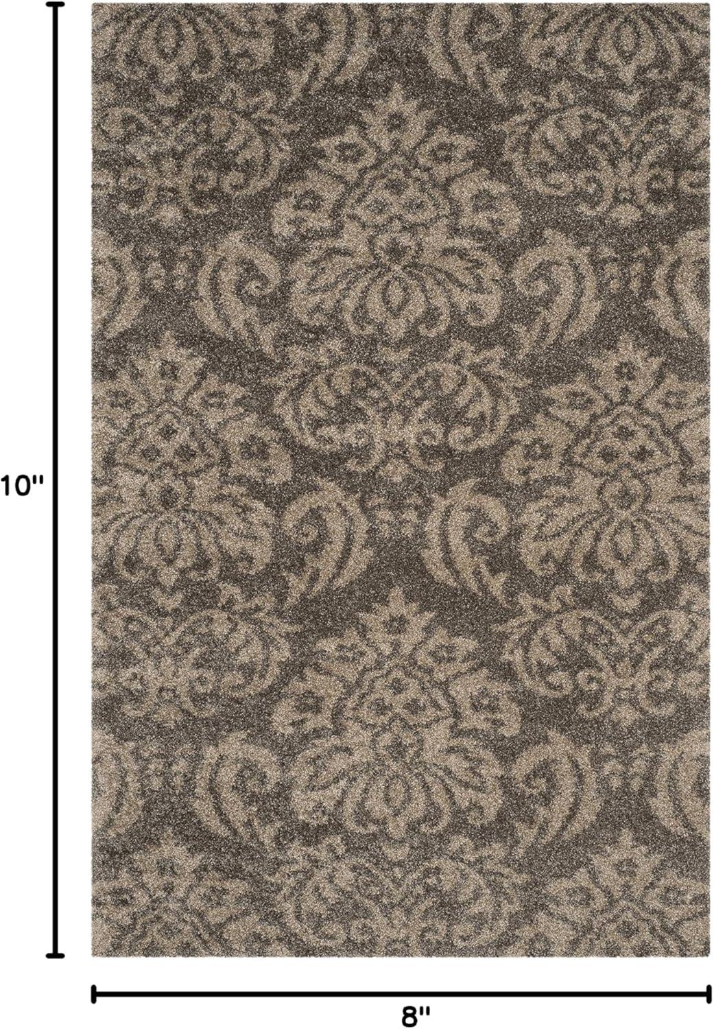 image:imageSAFAVIEH Florida Shag Collection Area Rug 86 x 12 Smoke amp Beige Damask Design NonShedding amp Easy Care 12inch Thick Ideal for High Traffic Areas in Living Room Bedroom SG4607913SmokeBeige