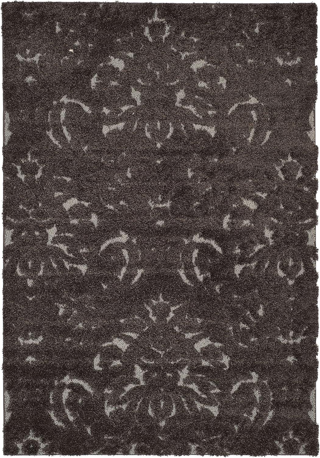 image:imageSAFAVIEH Florida Shag Collection Area Rug 86 x 12 Smoke amp Beige Damask Design NonShedding amp Easy Care 12inch Thick Ideal for High Traffic Areas in Living Room Bedroom SG4607913Dark BrownSmoke