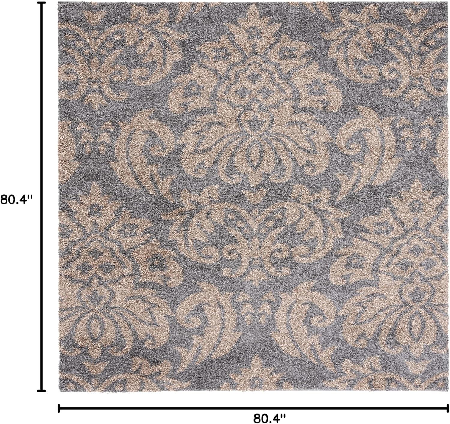 image:imageSAFAVIEH Florida Shag Collection Area Rug 86 x 12 Smoke amp Beige Damask Design NonShedding amp Easy Care 12inch Thick Ideal for High Traffic Areas in Living Room Bedroom SG4607913GreyBeige