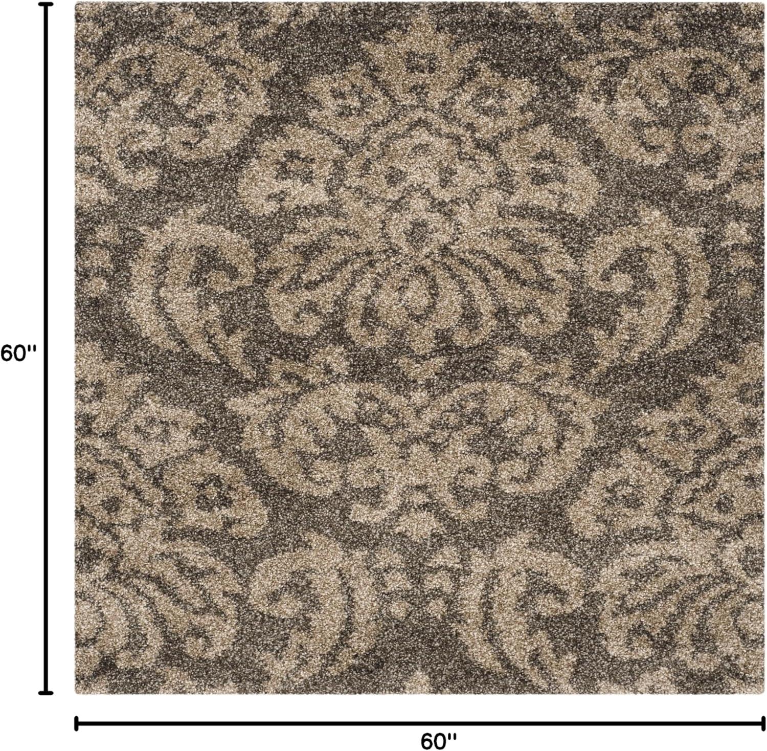 image:imageSAFAVIEH Florida Shag Collection Area Rug 86 x 12 Smoke amp Beige Damask Design NonShedding amp Easy Care 12inch Thick Ideal for High Traffic Areas in Living Room Bedroom SG4607913SmokeBeige