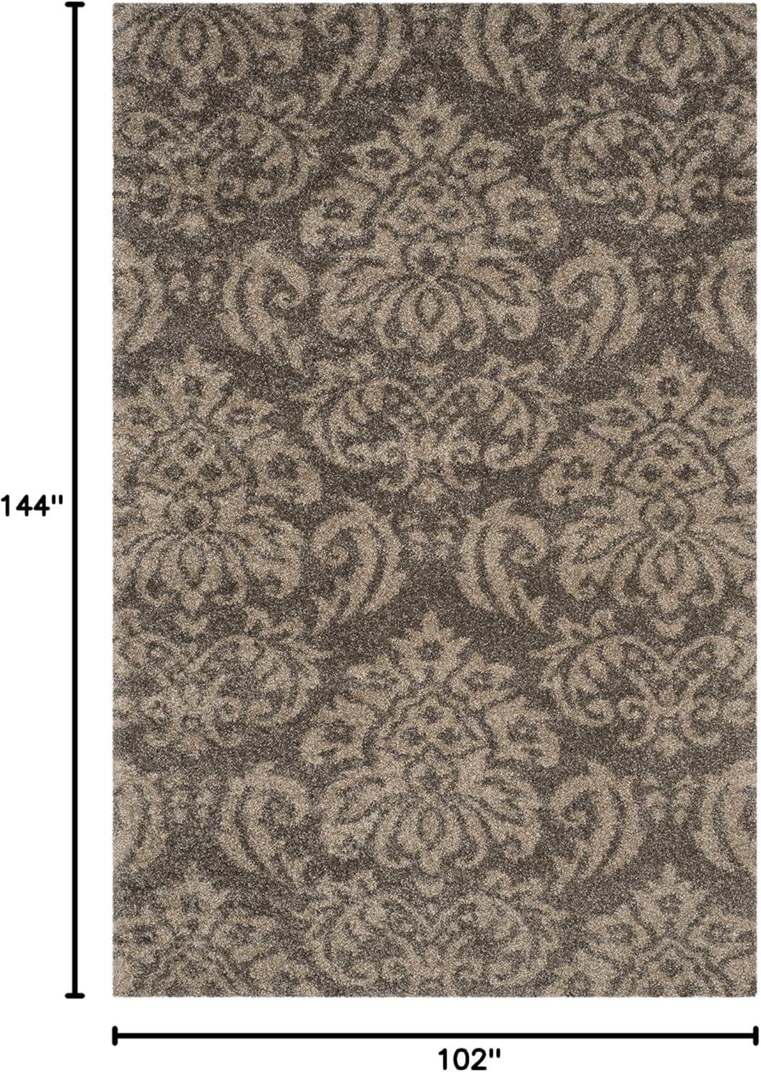 image:imageSAFAVIEH Florida Shag Collection Area Rug 86 x 12 Smoke amp Beige Damask Design NonShedding amp Easy Care 12inch Thick Ideal for High Traffic Areas in Living Room Bedroom SG4607913SmokeBeige