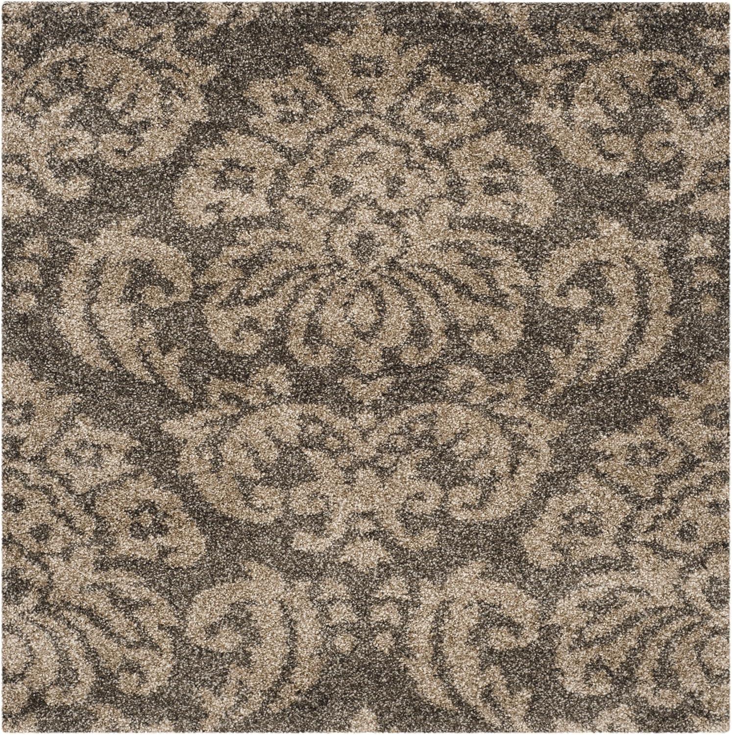 image:imageSAFAVIEH Florida Shag Collection Area Rug 86 x 12 Smoke amp Beige Damask Design NonShedding amp Easy Care 12inch Thick Ideal for High Traffic Areas in Living Room Bedroom SG4607913SmokeBeige