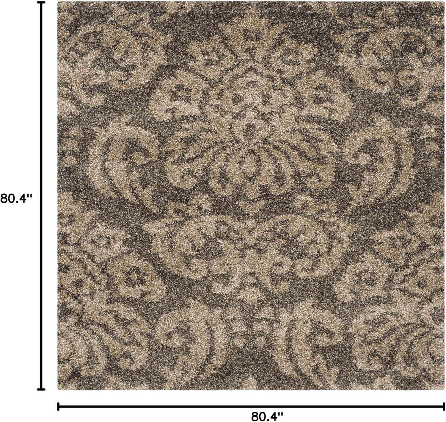 image:imageSAFAVIEH Florida Shag Collection Area Rug 86 x 12 Smoke amp Beige Damask Design NonShedding amp Easy Care 12inch Thick Ideal for High Traffic Areas in Living Room Bedroom SG4607913SmokeBeige