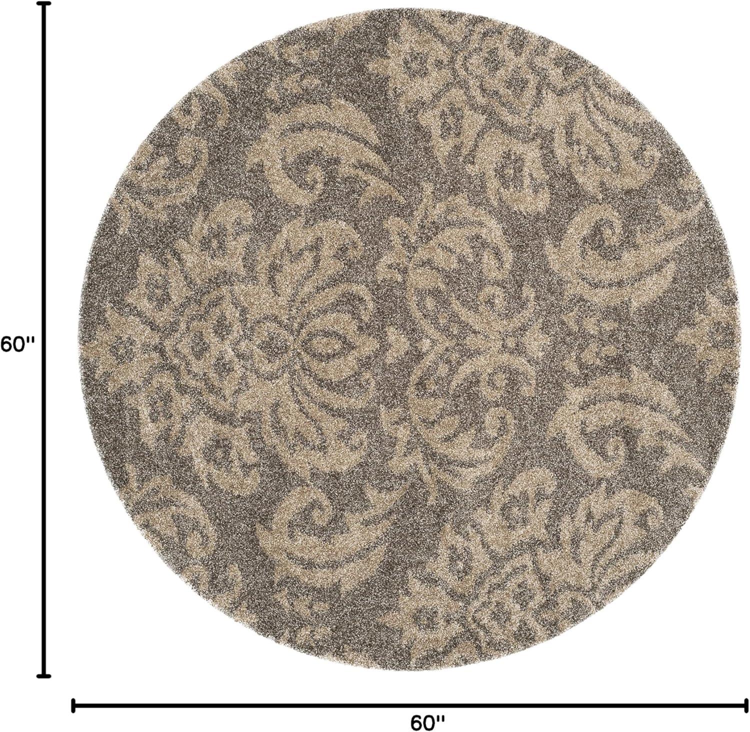 image:imageSAFAVIEH Florida Shag Collection Area Rug 86 x 12 Smoke amp Beige Damask Design NonShedding amp Easy Care 12inch Thick Ideal for High Traffic Areas in Living Room Bedroom SG4607913SmokeBeige