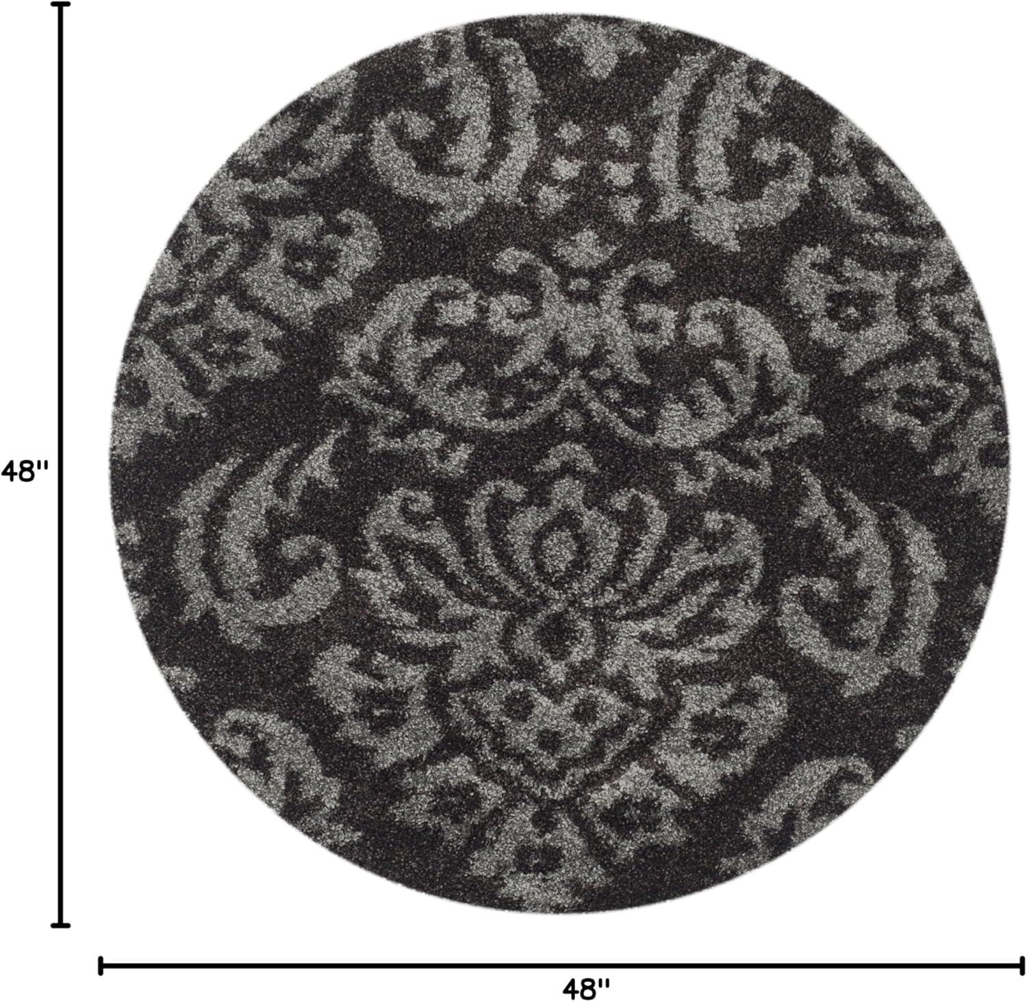 image:imageSAFAVIEH Florida Shag Collection Area Rug 86 x 12 Smoke amp Beige Damask Design NonShedding amp Easy Care 12inch Thick Ideal for High Traffic Areas in Living Room Bedroom SG4607913Dark BrownSmoke