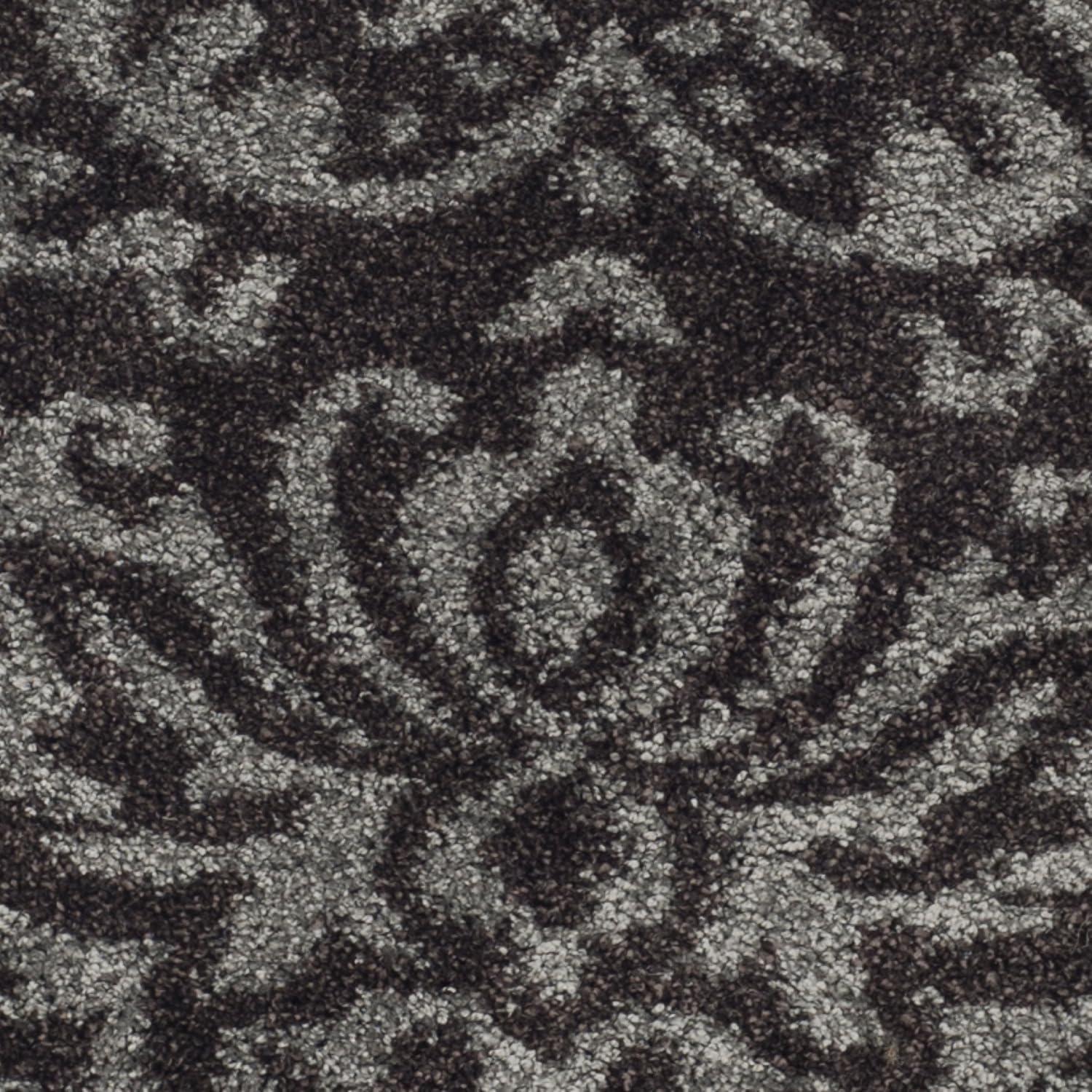 image:imageSAFAVIEH Florida Shag Collection Area Rug 86 x 12 Smoke amp Beige Damask Design NonShedding amp Easy Care 12inch Thick Ideal for High Traffic Areas in Living Room Bedroom SG4607913Dark BrownSmoke