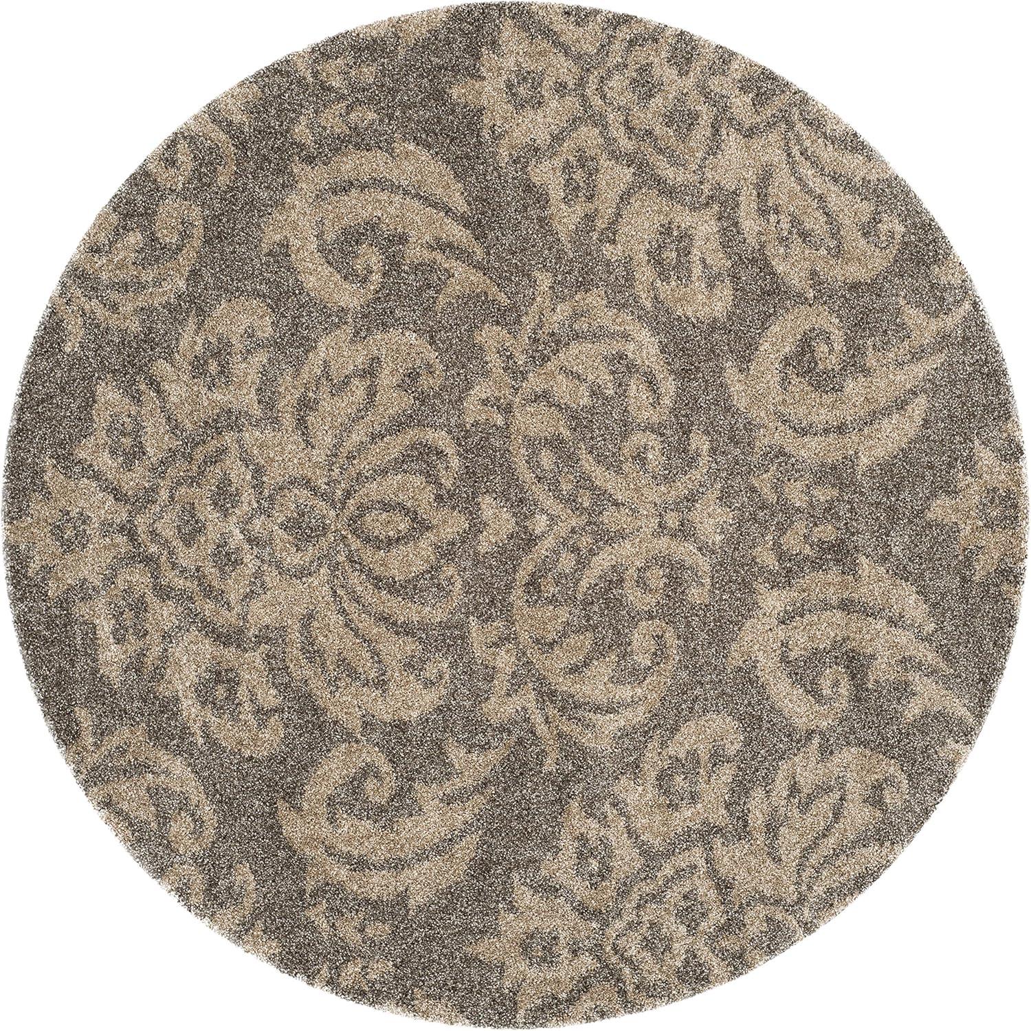 image:imageSAFAVIEH Florida Shag Collection Area Rug 86 x 12 Smoke amp Beige Damask Design NonShedding amp Easy Care 12inch Thick Ideal for High Traffic Areas in Living Room Bedroom SG4607913SmokeBeige