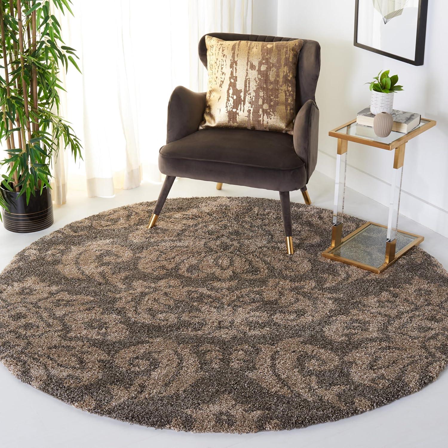 image:imageSAFAVIEH Florida Shag Collection Area Rug 86 x 12 Smoke amp Beige Damask Design NonShedding amp Easy Care 12inch Thick Ideal for High Traffic Areas in Living Room Bedroom SG4607913SmokeBeige
