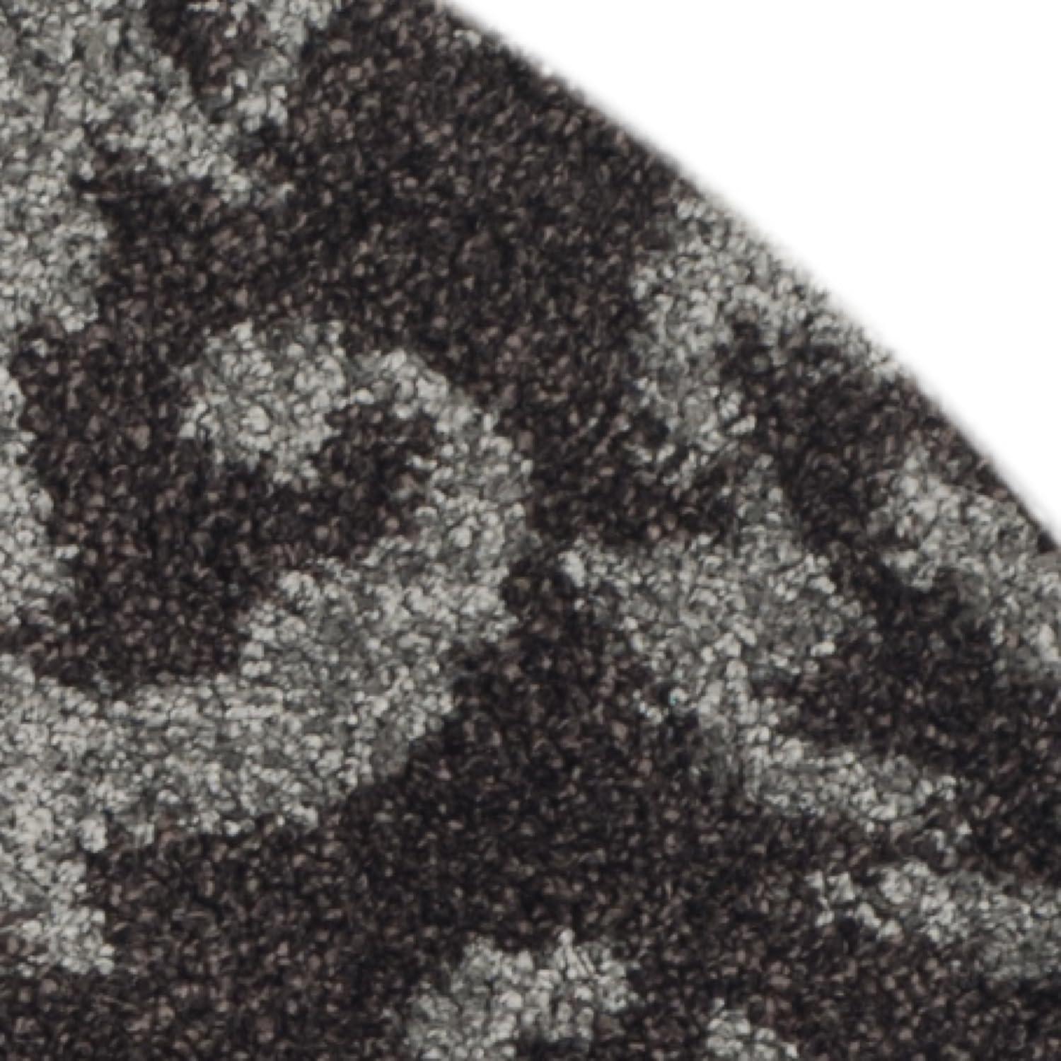 image:imageSAFAVIEH Florida Shag Collection Area Rug 86 x 12 Smoke amp Beige Damask Design NonShedding amp Easy Care 12inch Thick Ideal for High Traffic Areas in Living Room Bedroom SG4607913Dark BrownSmoke