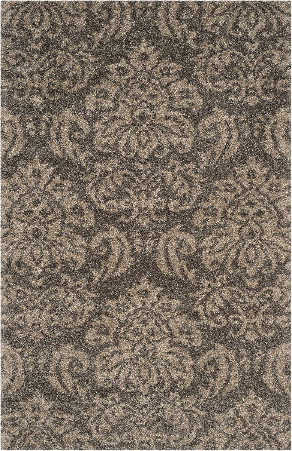 image:imageSAFAVIEH Florida Shag Collection Area Rug 86 x 12 Smoke amp Beige Damask Design NonShedding amp Easy Care 12inch Thick Ideal for High Traffic Areas in Living Room Bedroom SG4607913SmokeBeige