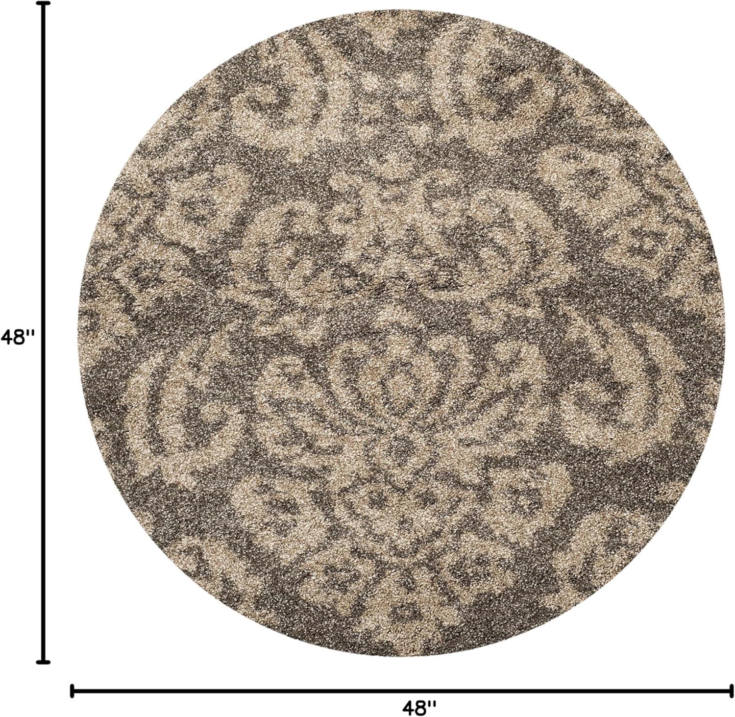 image:imageSAFAVIEH Florida Shag Collection Area Rug 86 x 12 Smoke amp Beige Damask Design NonShedding amp Easy Care 12inch Thick Ideal for High Traffic Areas in Living Room Bedroom SG4607913SmokeBeige