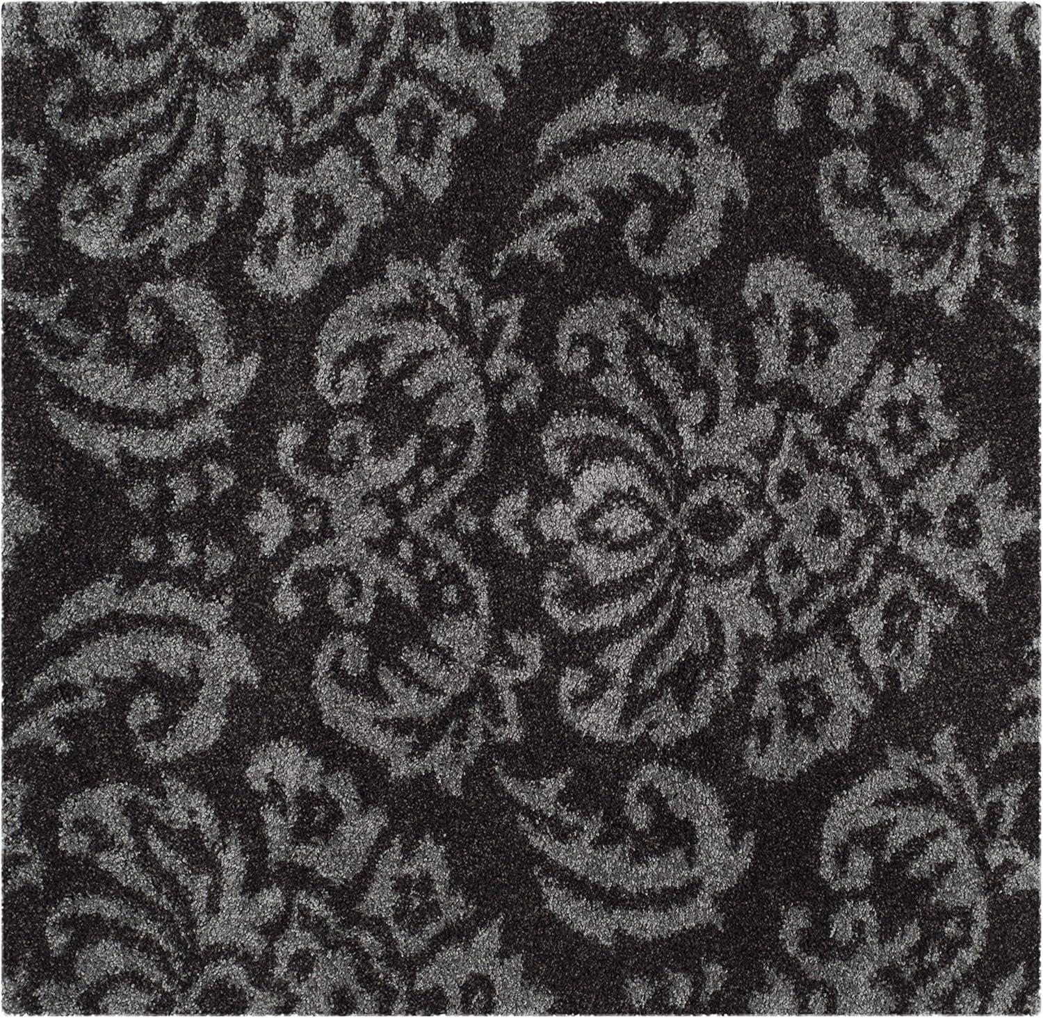 image:imageSAFAVIEH Florida Shag Collection Area Rug 86 x 12 Smoke amp Beige Damask Design NonShedding amp Easy Care 12inch Thick Ideal for High Traffic Areas in Living Room Bedroom SG4607913Dark BrownSmoke