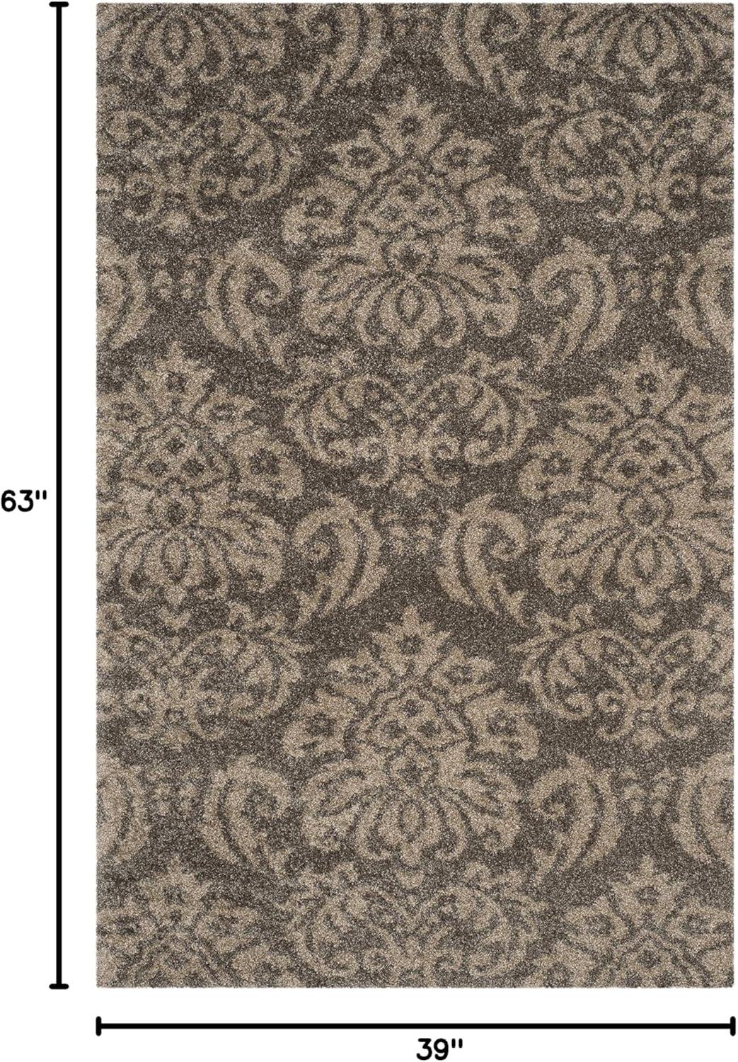 image:imageSAFAVIEH Florida Shag Collection Area Rug 86 x 12 Smoke amp Beige Damask Design NonShedding amp Easy Care 12inch Thick Ideal for High Traffic Areas in Living Room Bedroom SG4607913SmokeBeige
