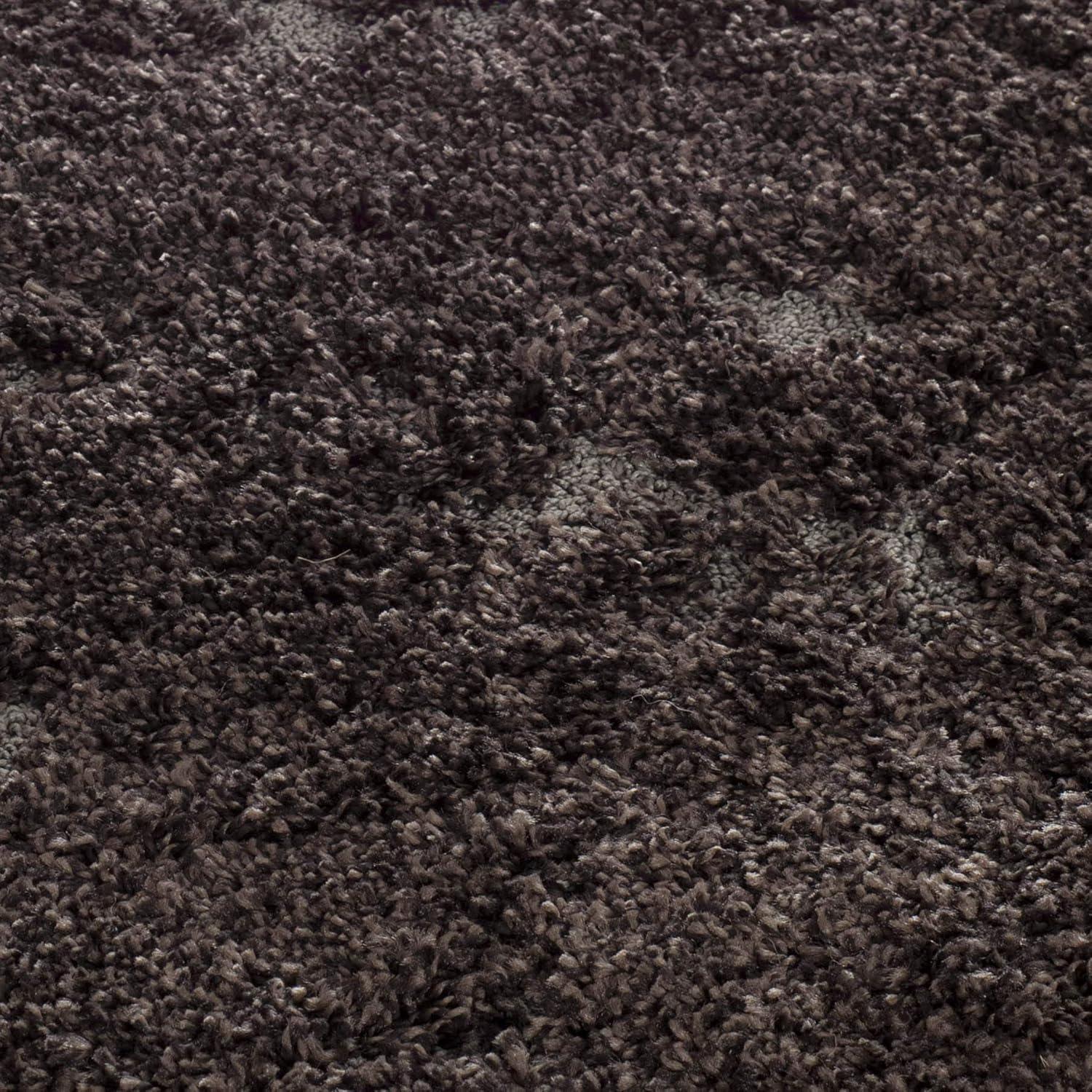 image:imageSAFAVIEH Florida Shag Collection Area Rug 86 x 12 Smoke amp Beige Damask Design NonShedding amp Easy Care 12inch Thick Ideal for High Traffic Areas in Living Room Bedroom SG4607913Dark BrownSmoke