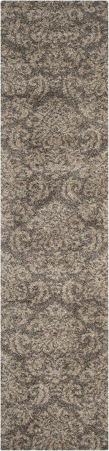 image:imageSAFAVIEH Florida Shag Collection Area Rug 86 x 12 Smoke amp Beige Damask Design NonShedding amp Easy Care 12inch Thick Ideal for High Traffic Areas in Living Room Bedroom SG4607913SmokeBeige