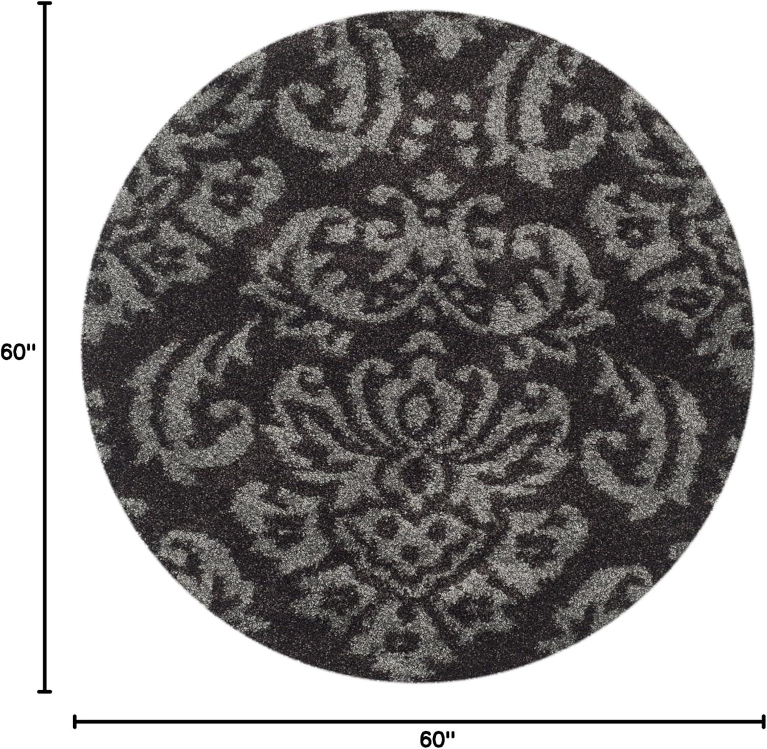 image:imageSAFAVIEH Florida Shag Collection Area Rug 86 x 12 Smoke amp Beige Damask Design NonShedding amp Easy Care 12inch Thick Ideal for High Traffic Areas in Living Room Bedroom SG4607913Dark BrownSmoke