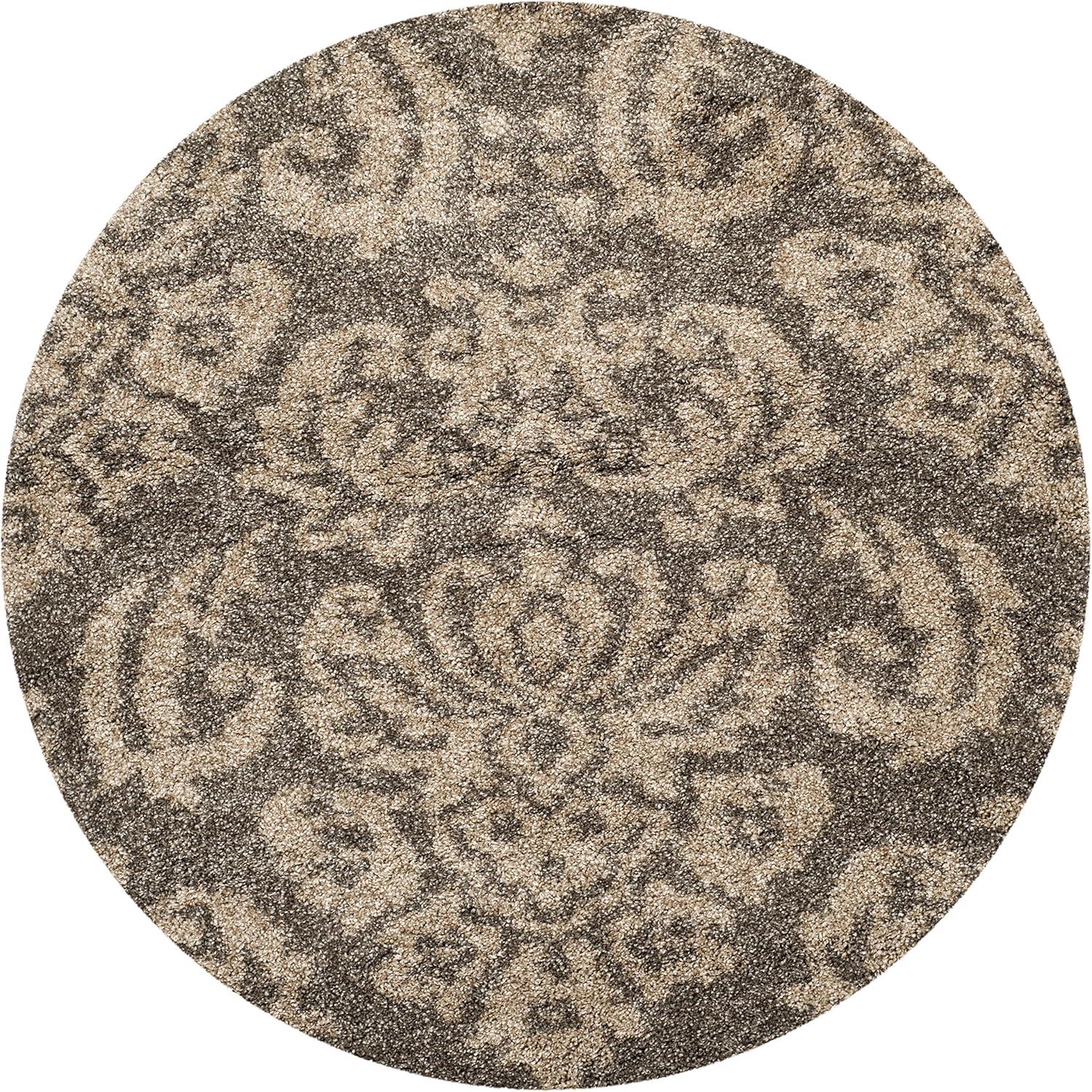 image:imageSAFAVIEH Florida Shag Collection Area Rug 86 x 12 Smoke amp Beige Damask Design NonShedding amp Easy Care 12inch Thick Ideal for High Traffic Areas in Living Room Bedroom SG4607913SmokeBeige