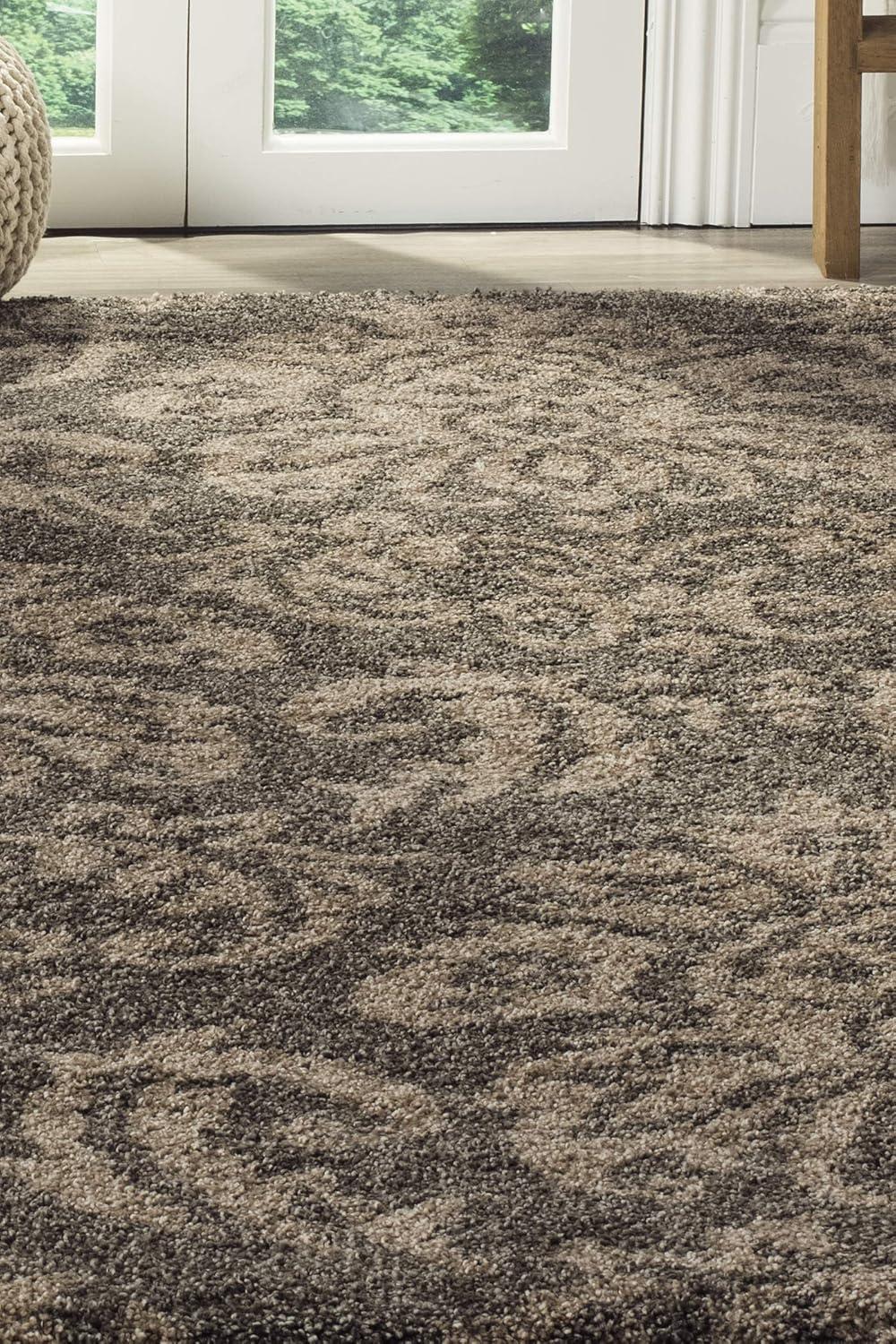 image:imageSAFAVIEH Florida Shag Collection Area Rug 86 x 12 Smoke amp Beige Damask Design NonShedding amp Easy Care 12inch Thick Ideal for High Traffic Areas in Living Room Bedroom SG4607913SmokeBeige