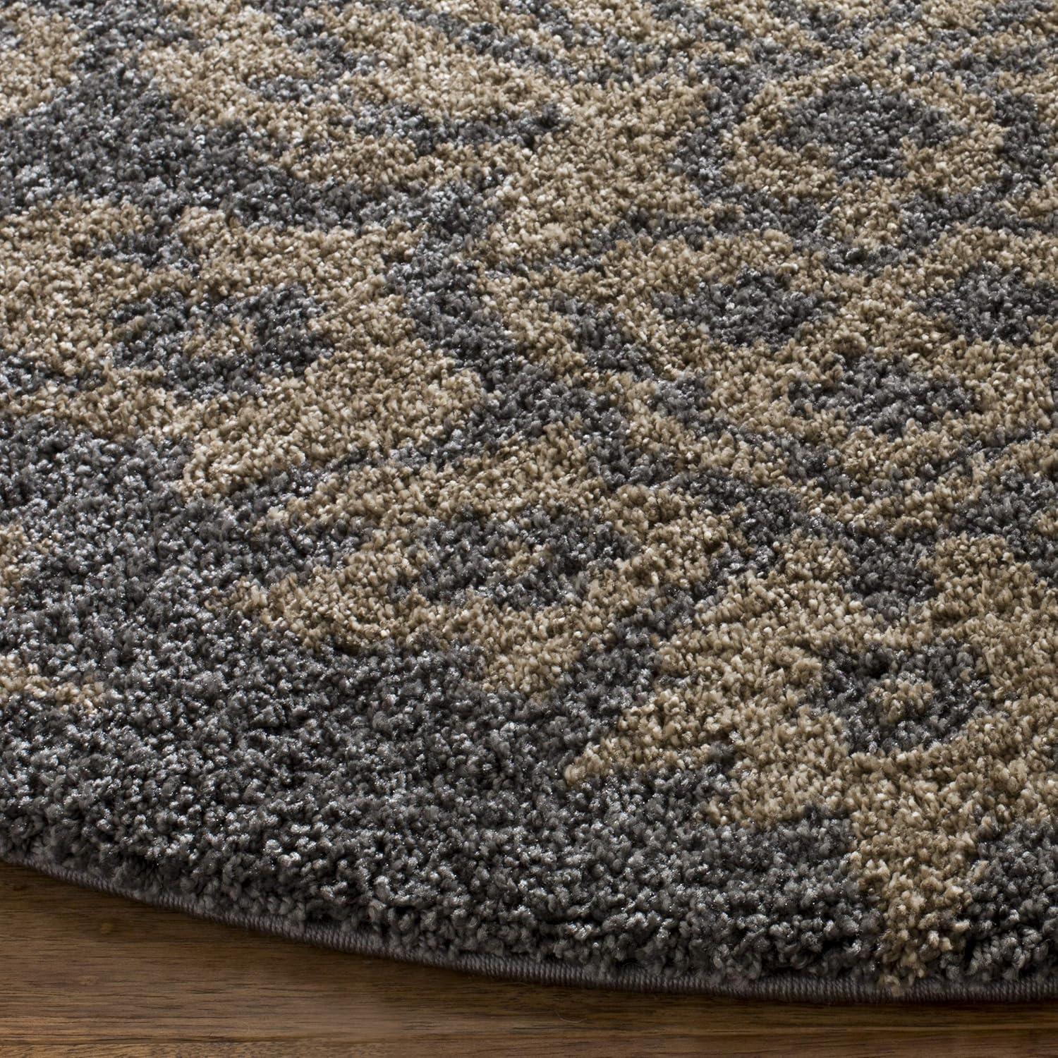 image:imageSAFAVIEH Florida Shag Collection Area Rug 86 x 12 Smoke amp Beige Damask Design NonShedding amp Easy Care 12inch Thick Ideal for High Traffic Areas in Living Room Bedroom SG4607913GreyBeige