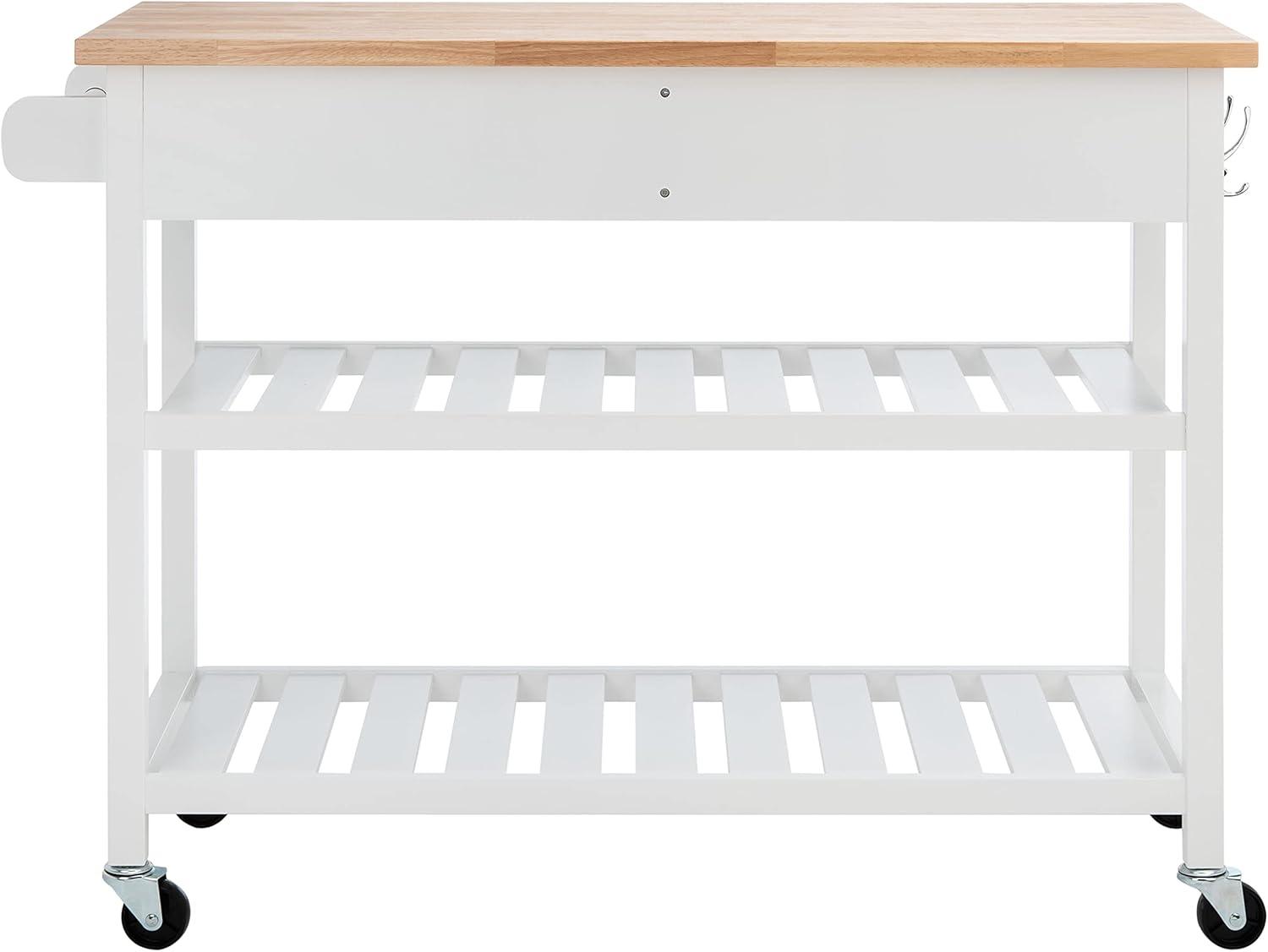 image:imageSAFAVIEH Home Collection Kiko WhiteNatural 2Drawer 2Shelf Trolley Kitchen Cart with Wheels