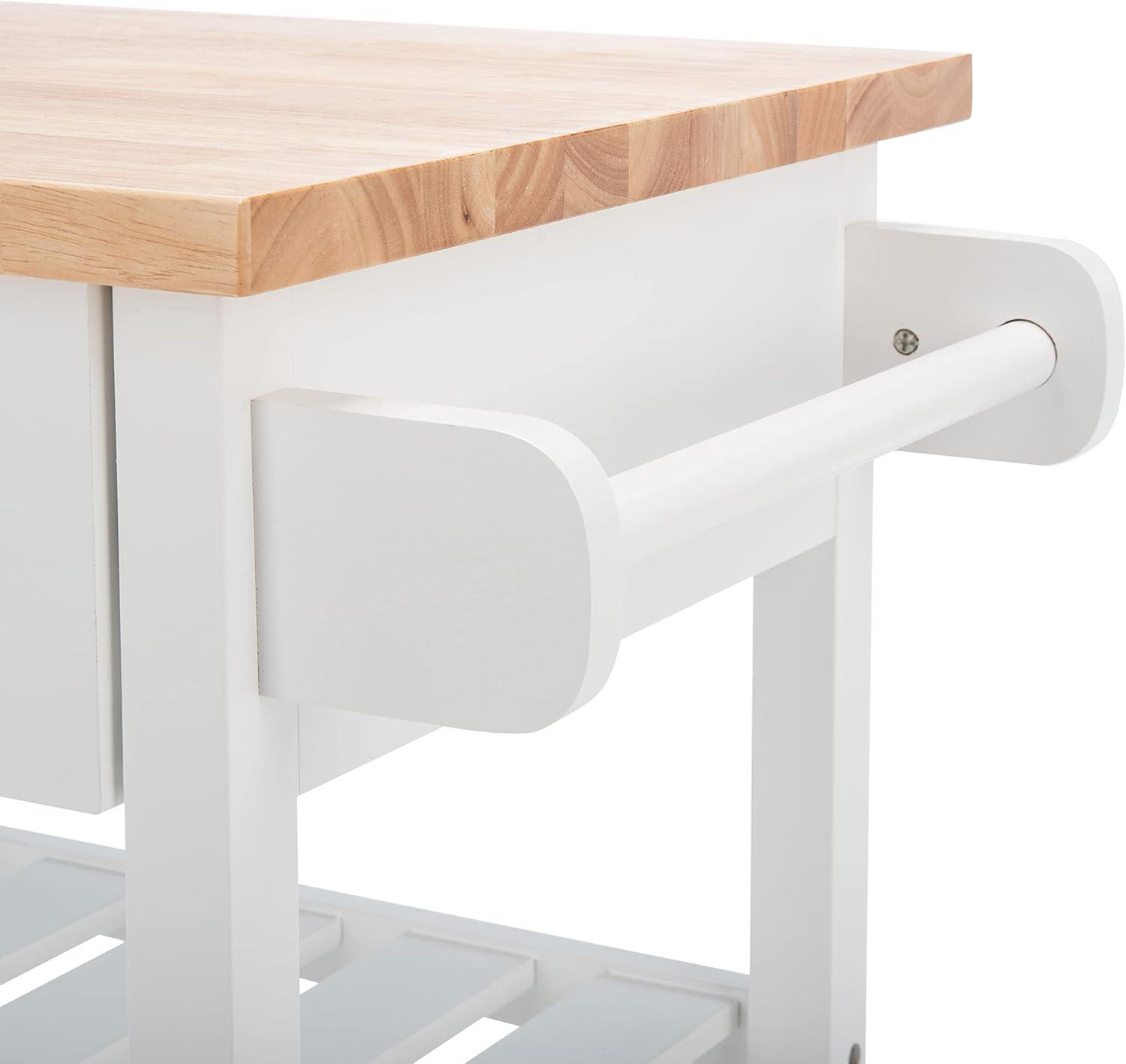 image:imageSAFAVIEH Home Collection Kiko WhiteNatural 2Drawer 2Shelf Trolley Kitchen Cart with Wheels