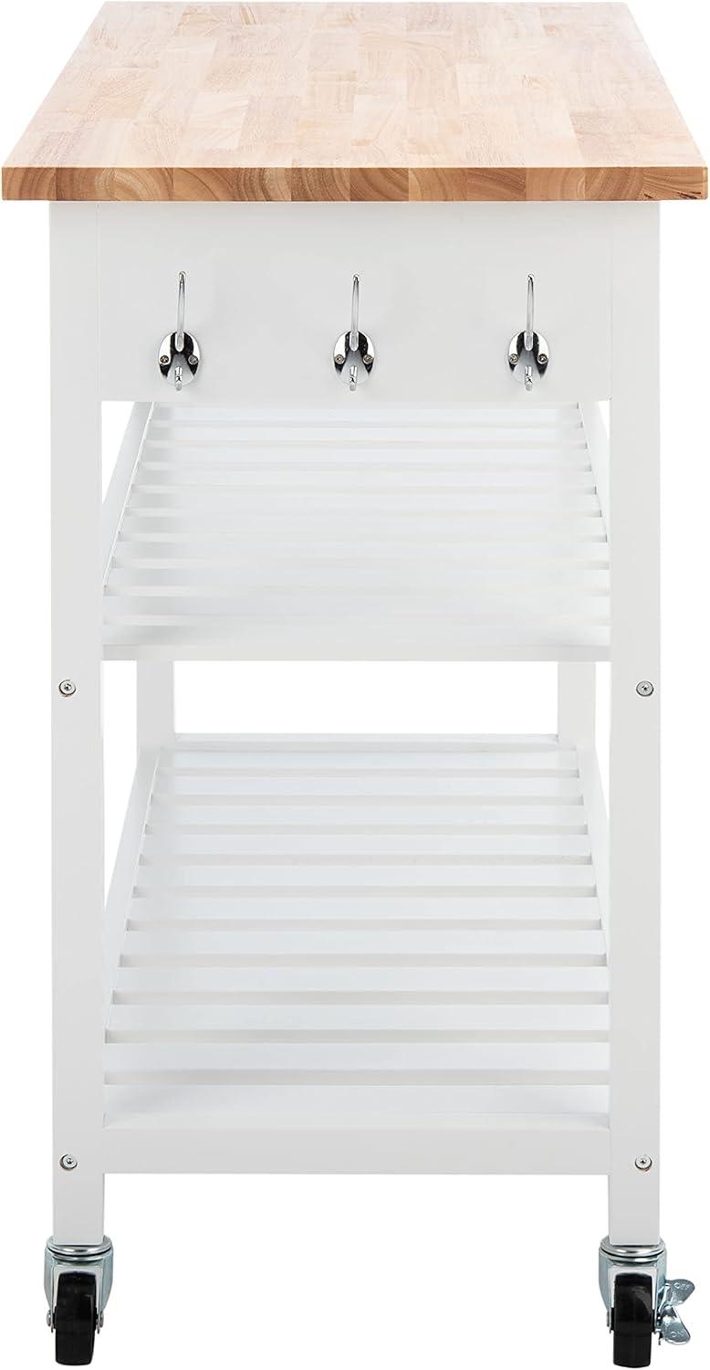 image:imageSAFAVIEH Home Collection Kiko WhiteNatural 2Drawer 2Shelf Trolley Kitchen Cart with Wheels