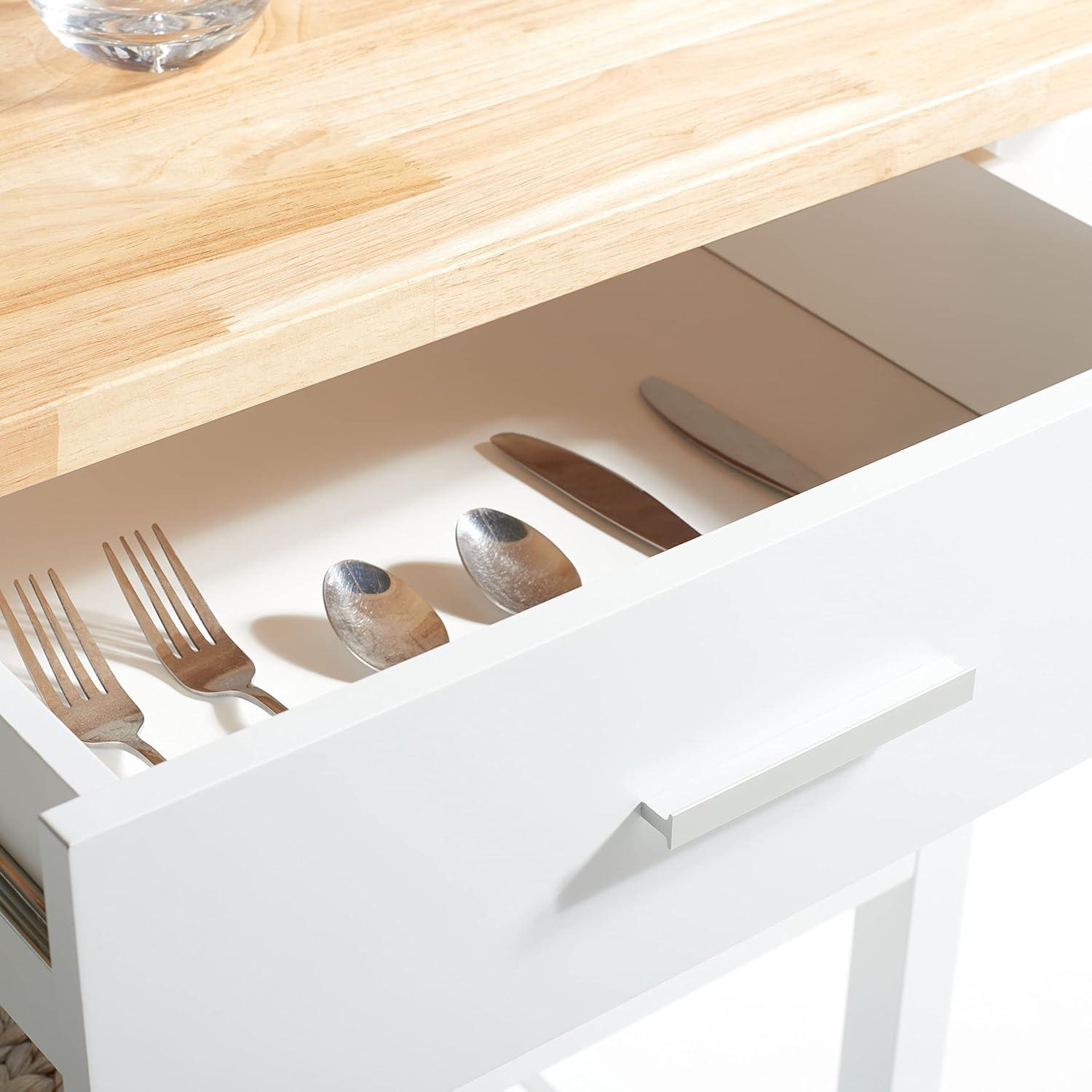 image:imageSAFAVIEH Home Collection Kiko WhiteNatural 2Drawer 2Shelf Trolley Kitchen Cart with Wheels