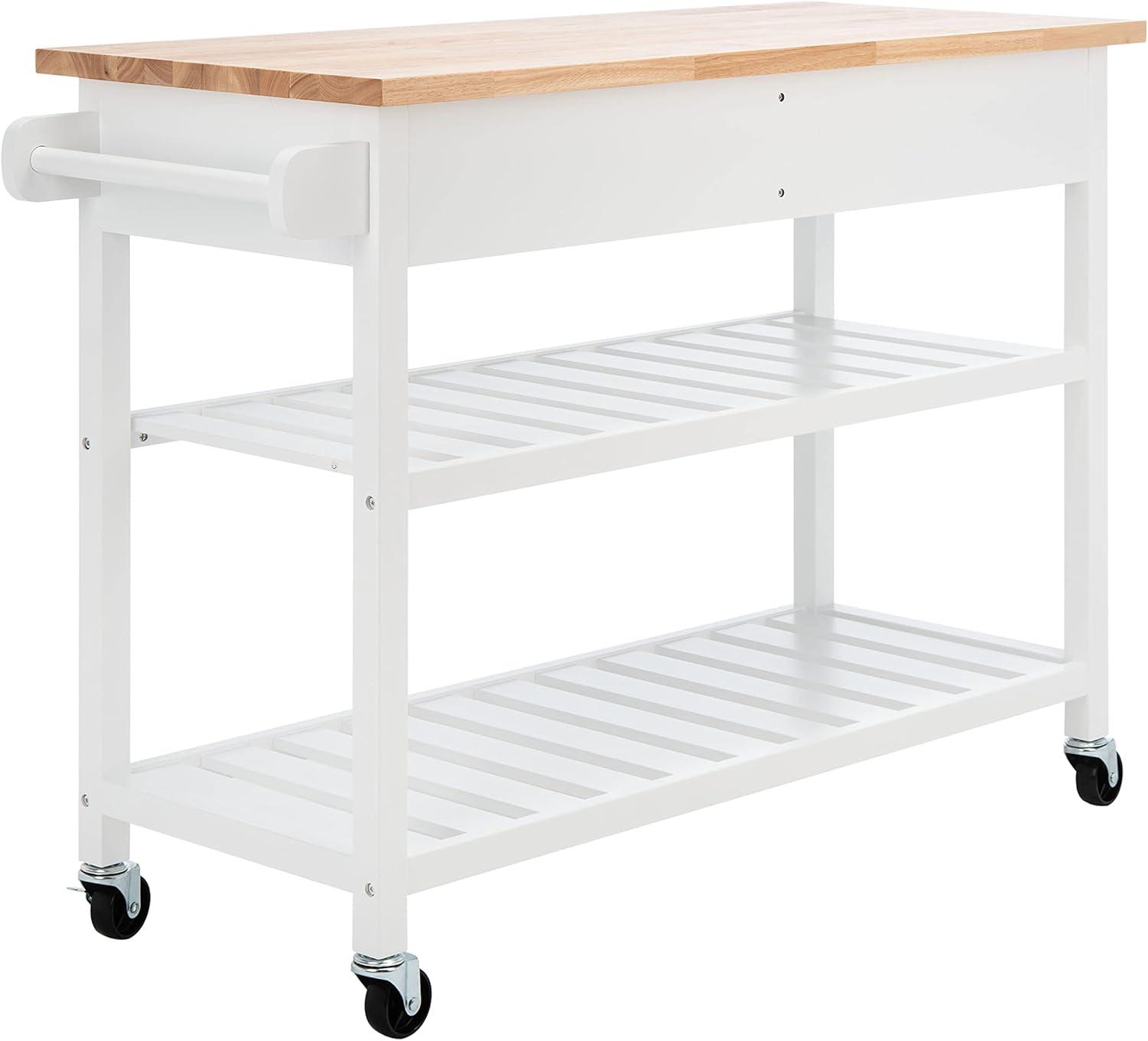 image:imageSAFAVIEH Home Collection Kiko WhiteNatural 2Drawer 2Shelf Trolley Kitchen Cart with Wheels