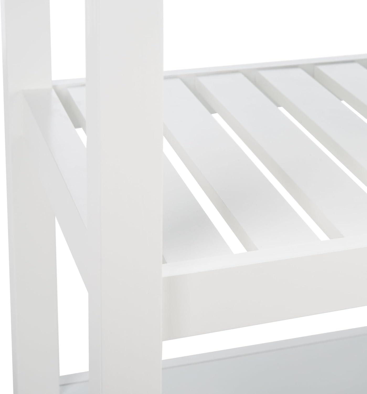 image:imageSAFAVIEH Home Collection Locklyn WhiteNatural 2Drawer Storage Trolley Kitchen Cart with WheelsWhiteNatural