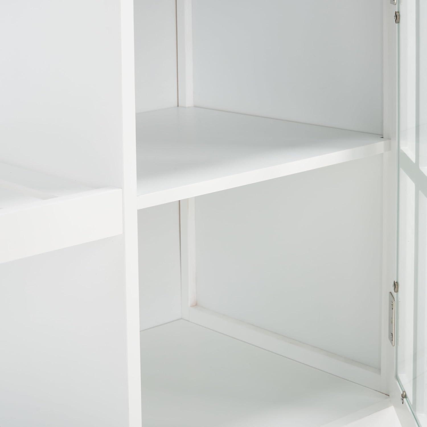 image:imageSAFAVIEH Home Collection Locklyn WhiteNatural 2Drawer Storage Trolley Kitchen Cart with WheelsWhiteNatural
