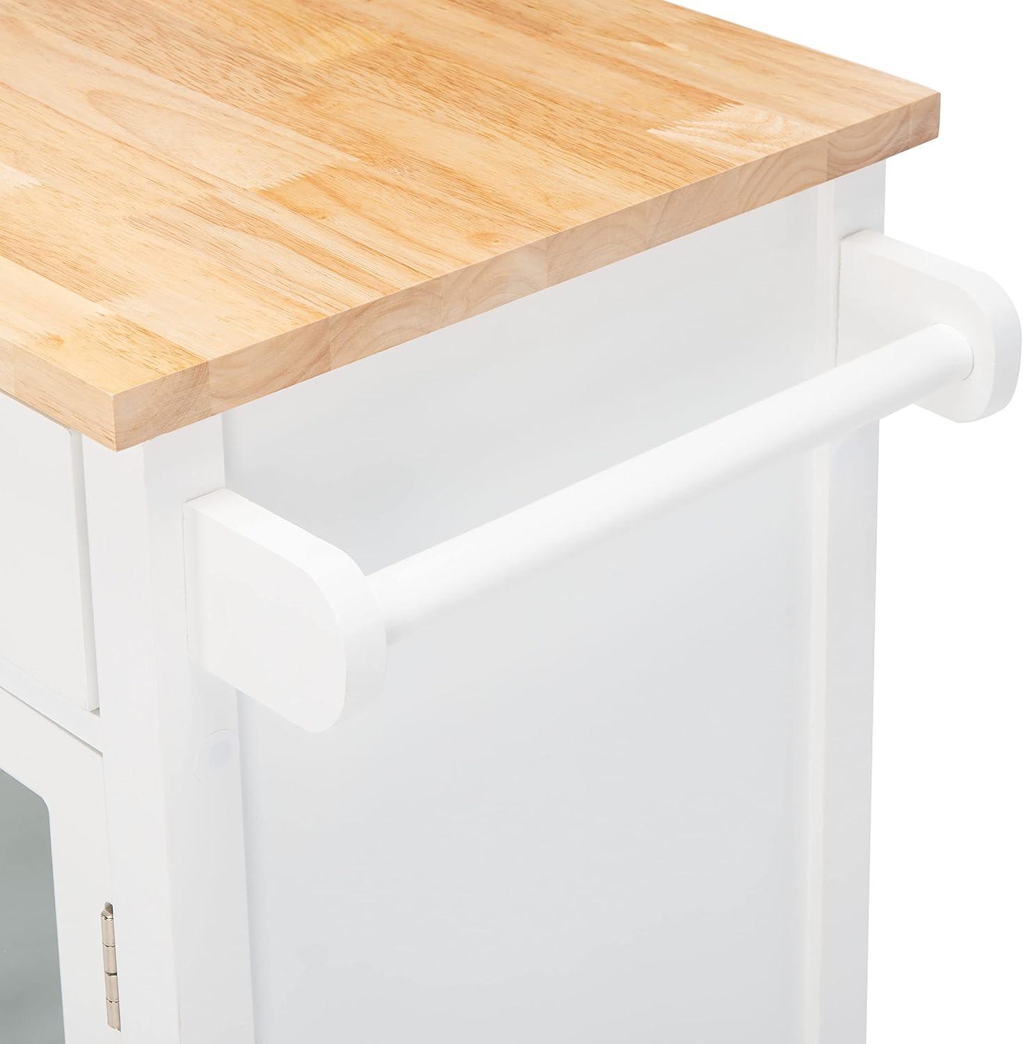 image:imageSAFAVIEH Home Collection Locklyn WhiteNatural 2Drawer Storage Trolley Kitchen Cart with WheelsWhiteNatural