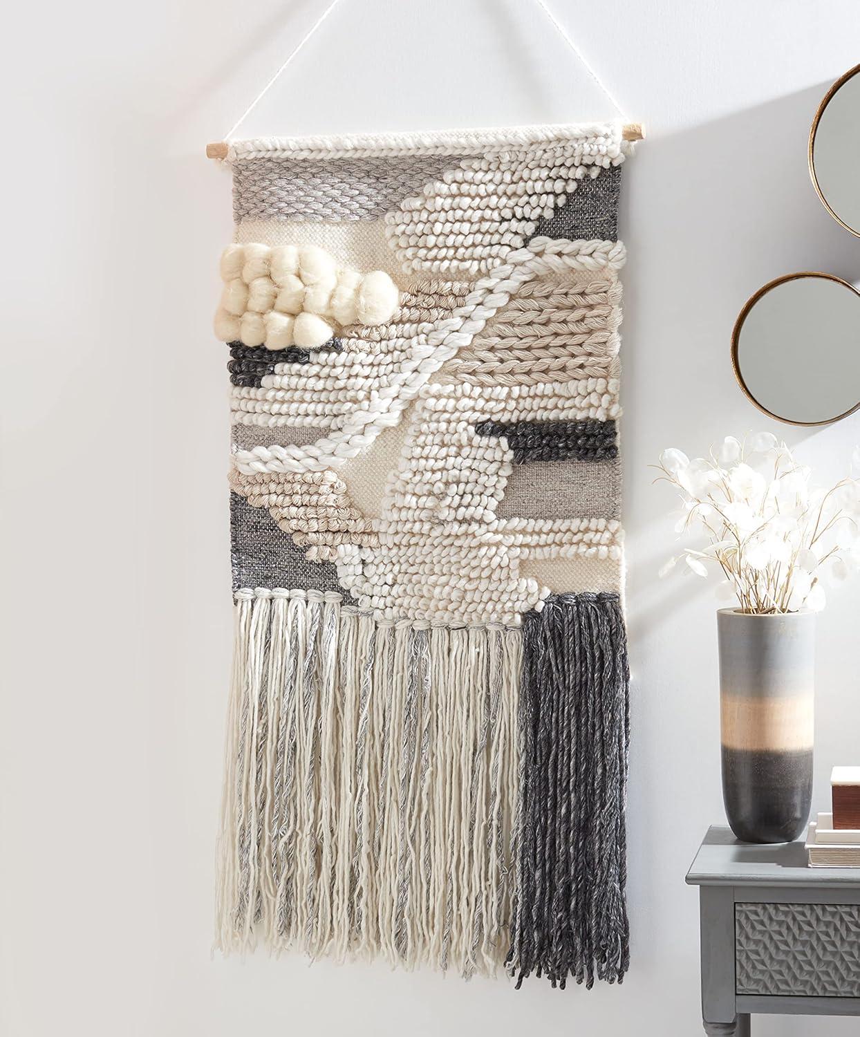 image:imageSAFAVIEH Home Collection Sedona Itsuki Boho Tribal IvoryGrey Wool Woven Tapestry Hanging Wall Art
