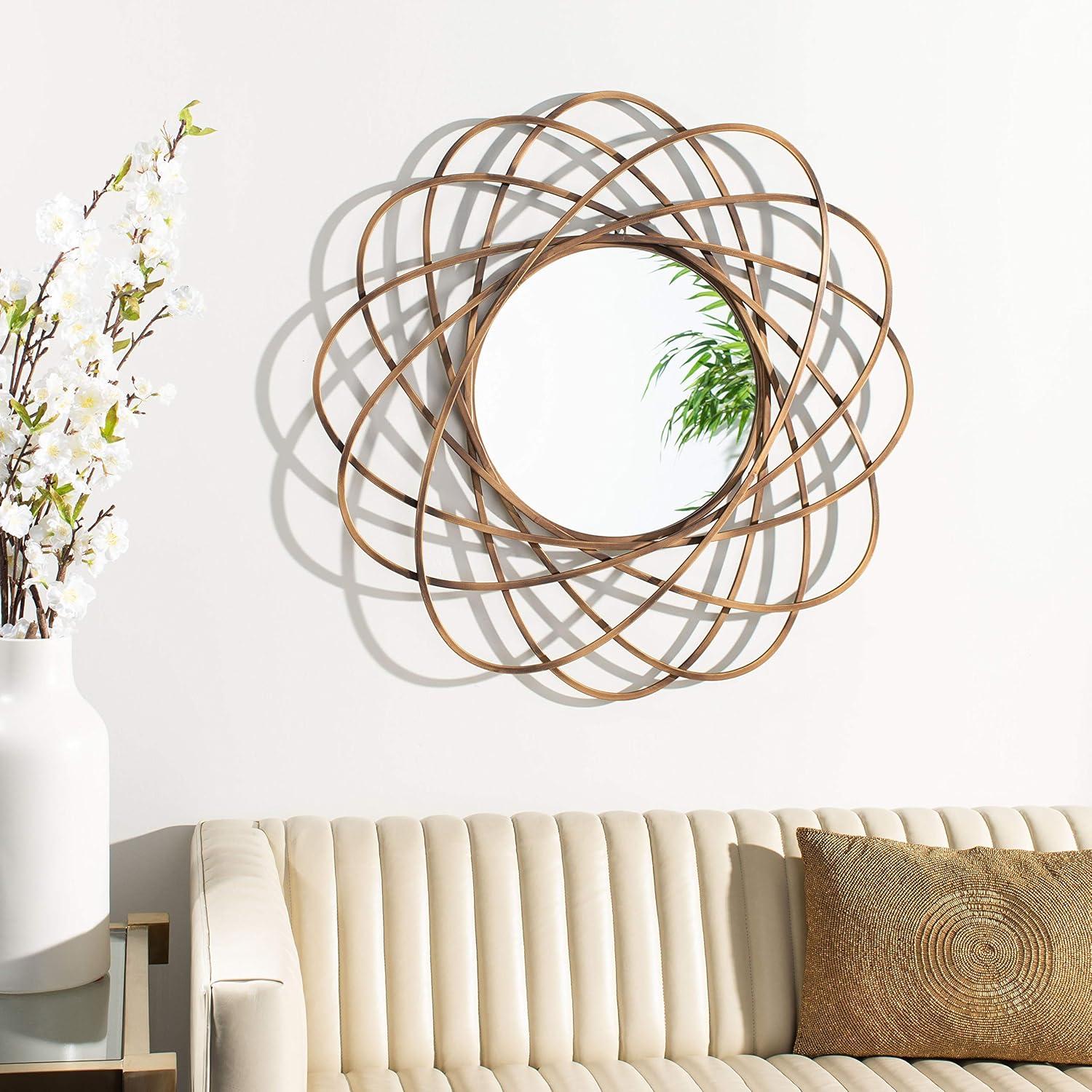 image:imageSAFAVIEH Home Sinisa Gold 32inch Decorative Accent Mirror