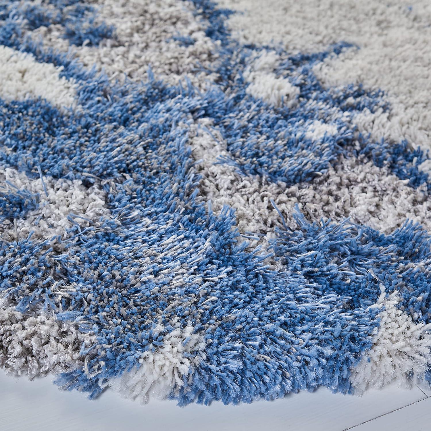 image:imageSAFAVIEH Horizon Shag Collection Area Rug 6 x 9 Grey amp Blue Modern Abstract Design NonShedding amp Easy Care 2inch Thick Ideal for High Traffic Areas in Living Room Bedroom HZN890GGreyBlue